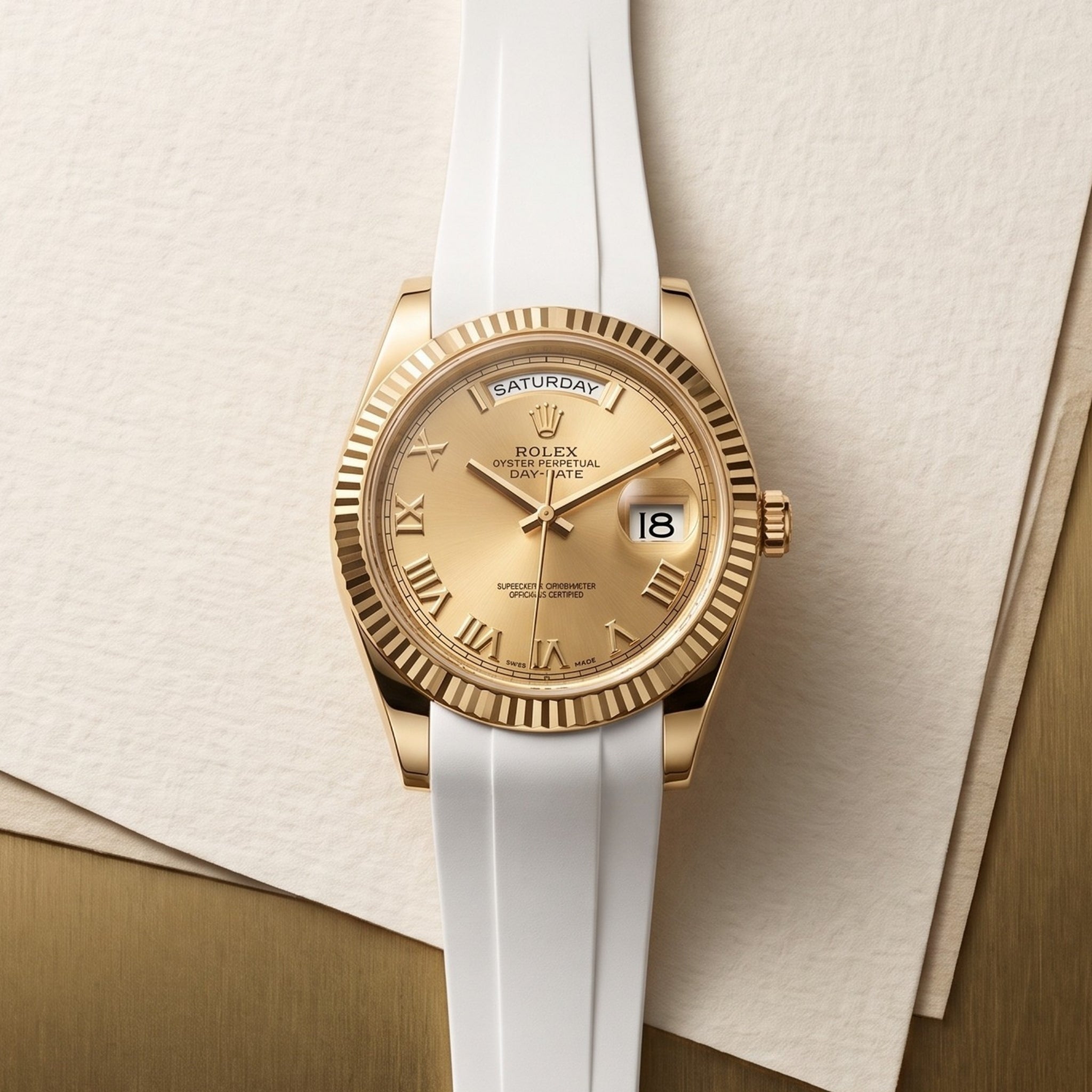 Kautschukarmband für Rolex Day-Date II 41mm – Weiss - Helvetus