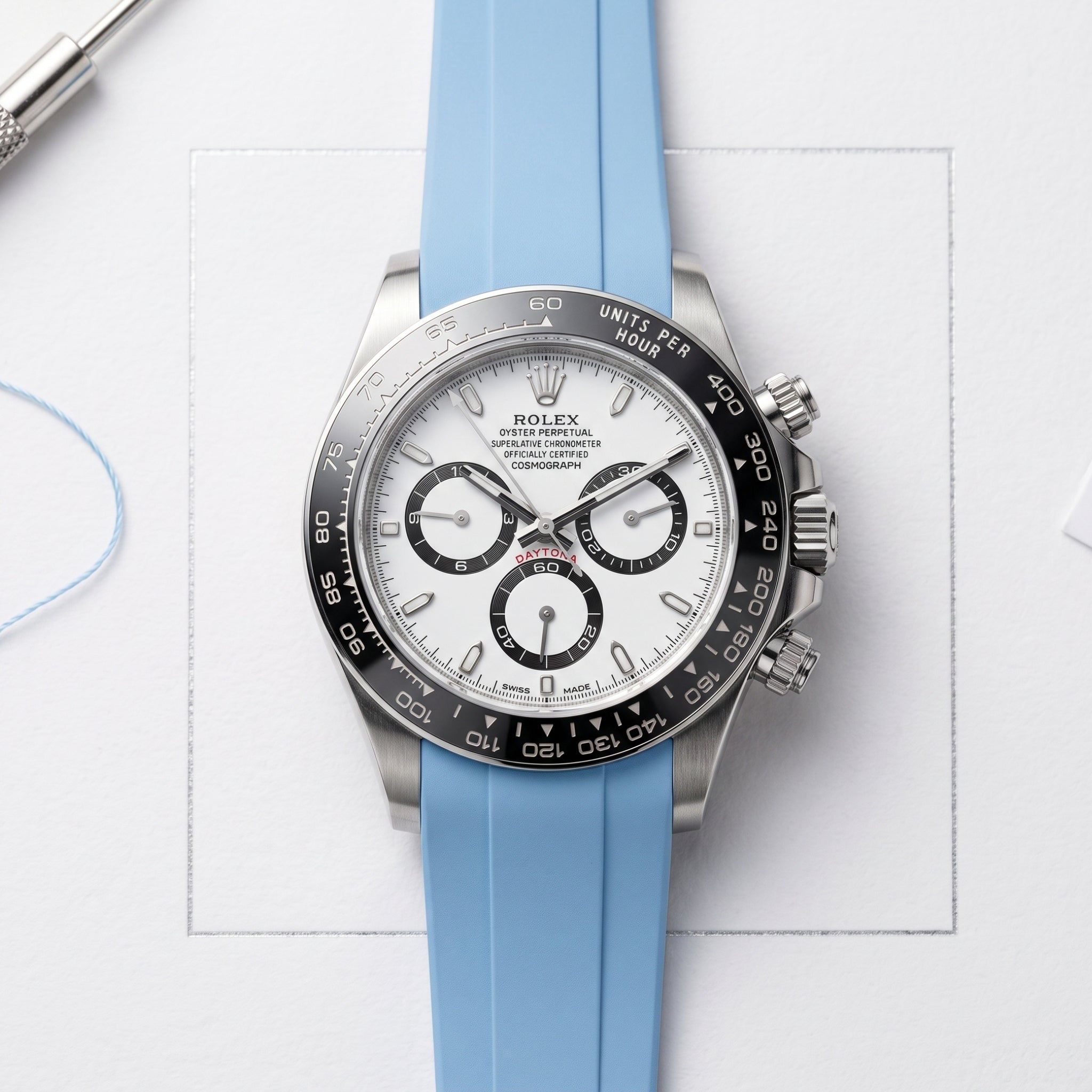 Kautschukarmband – für Rolex Daytona – Baby Blau - Helvetus