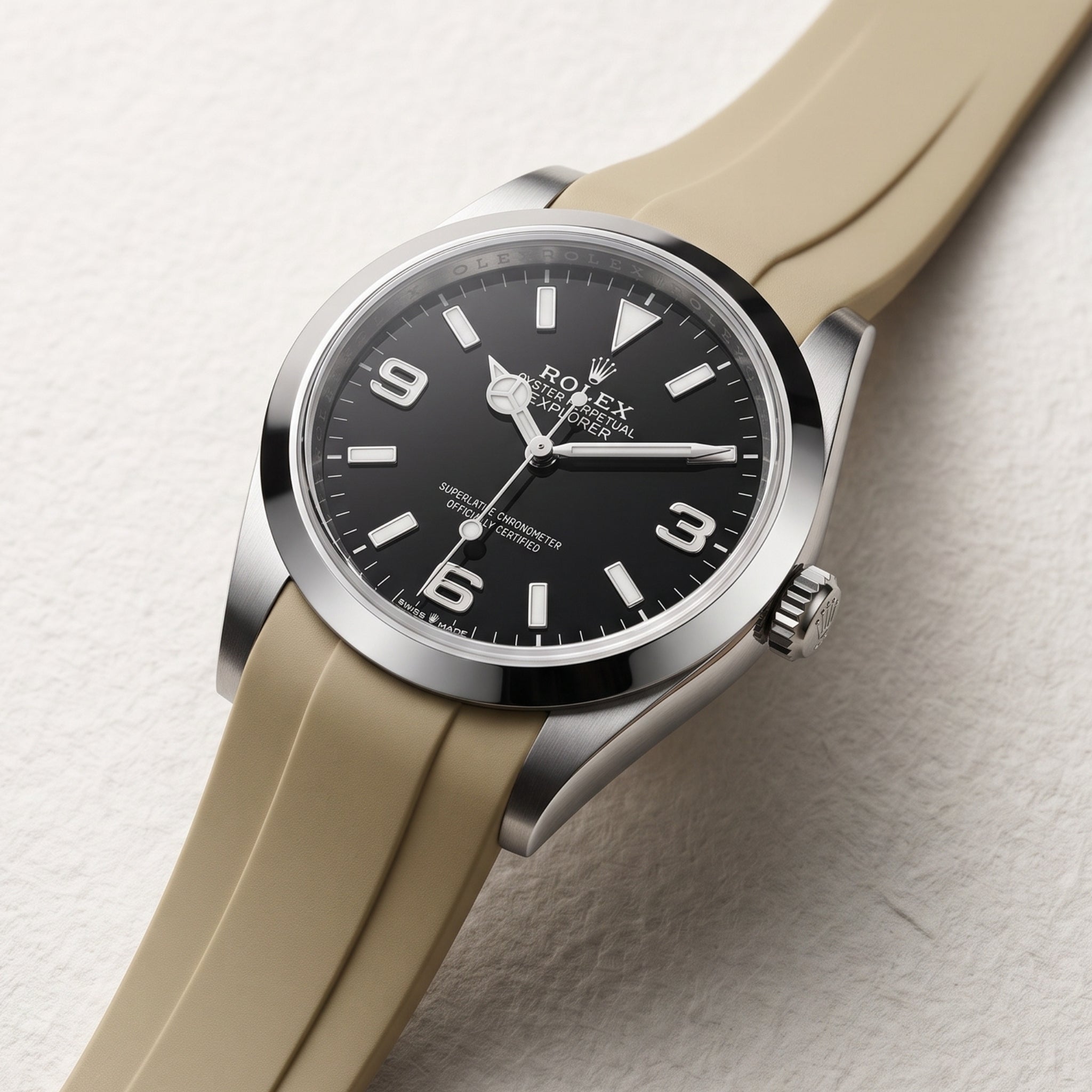 Kautschukarmband für Rolex Explorer I – Beige - Helvetus
