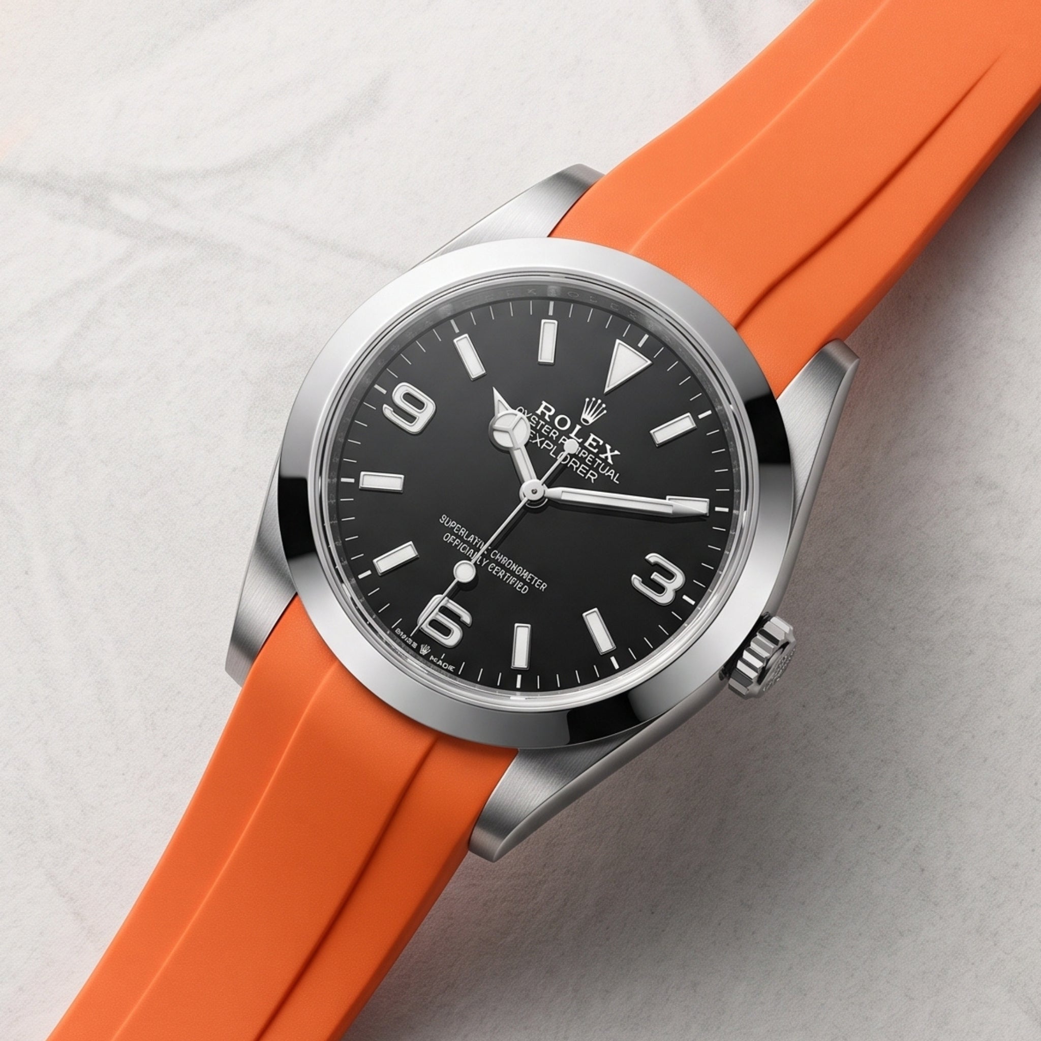 Kautschukarmband für Rolex Explorer I – Orange - Helvetus