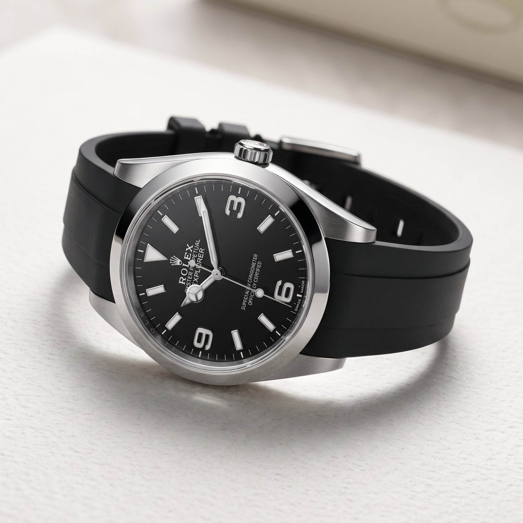 Kautschukarmband für Rolex Explorer I – Schwarz - Helvetus