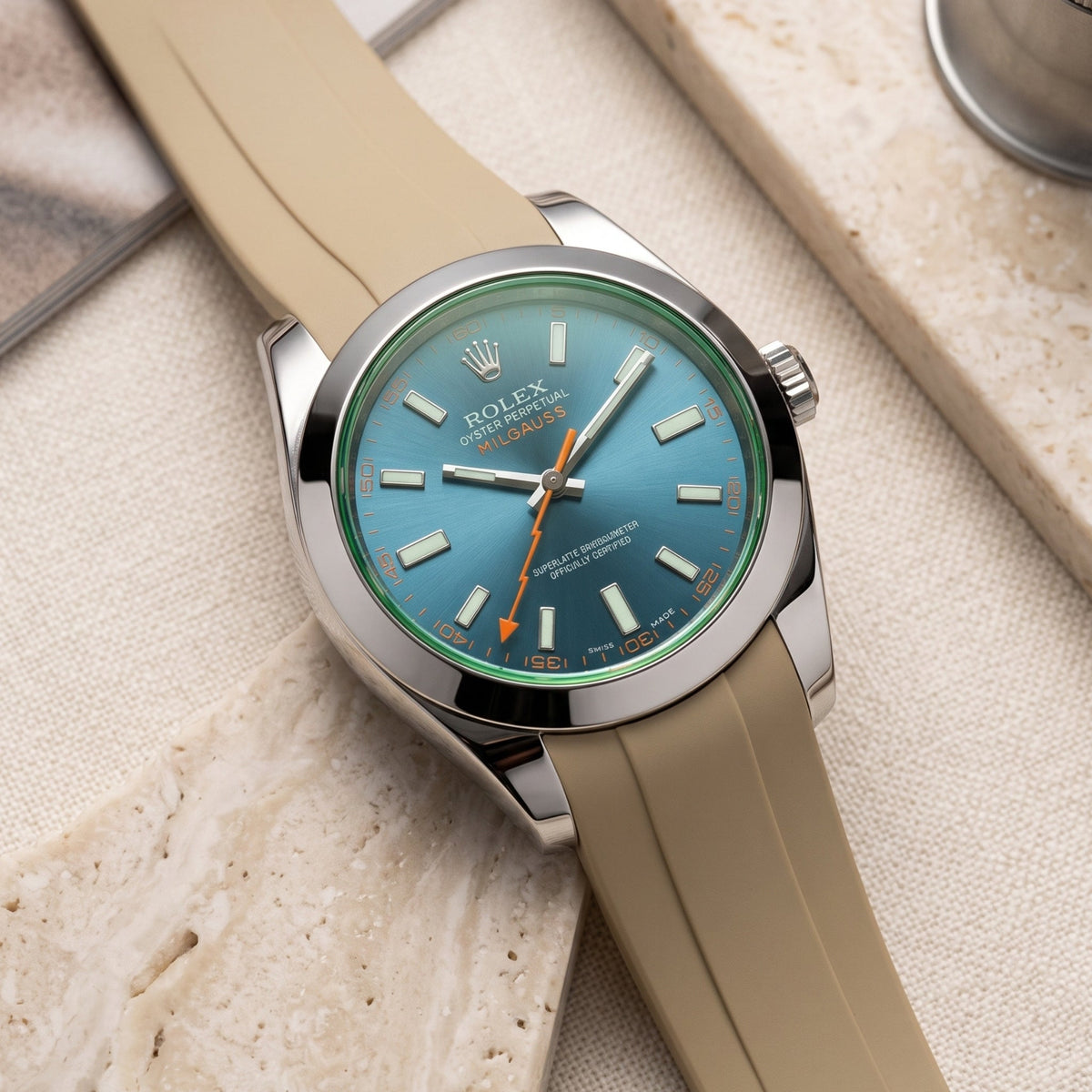 Kautschukarmband für Rolex Milgauss in Beige - Helvetus