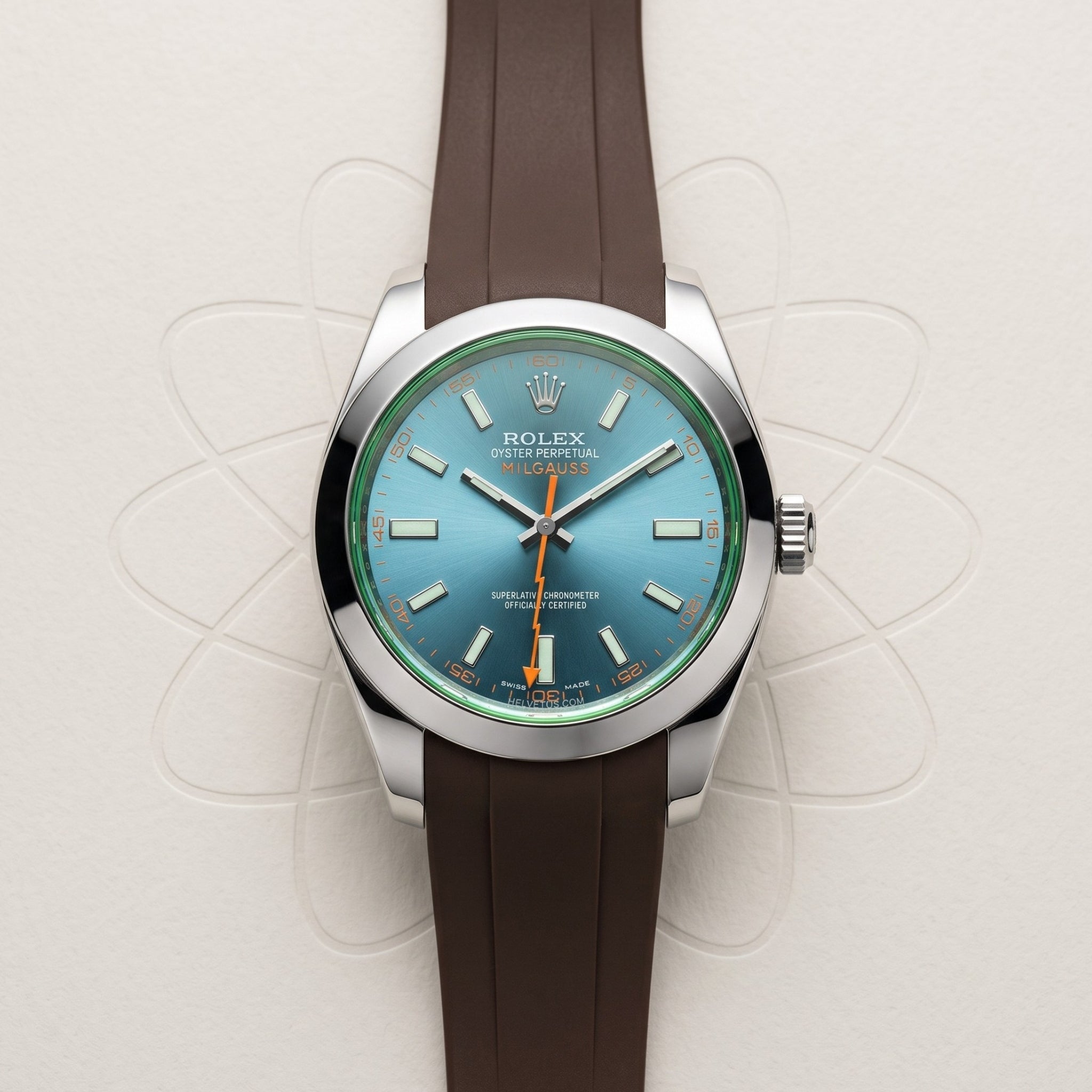 Kautschukarmband für Rolex Milgauss in Braun - Helvetus