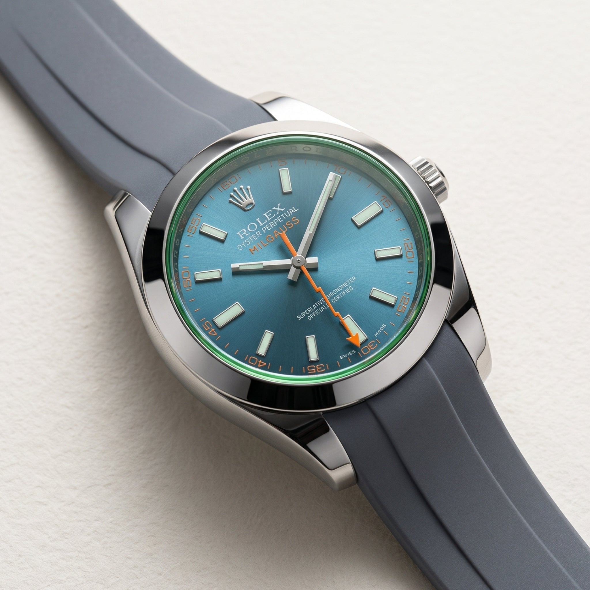 Kautschukarmband für Rolex Milgauss in Grau - Helvetus