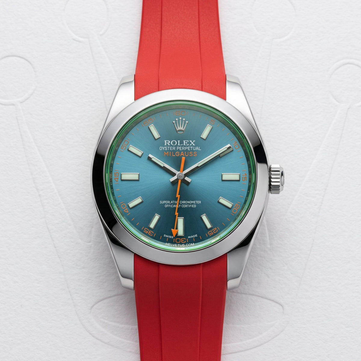Kautschukarmband für Rolex Milgauss in Rot - Helvetus
