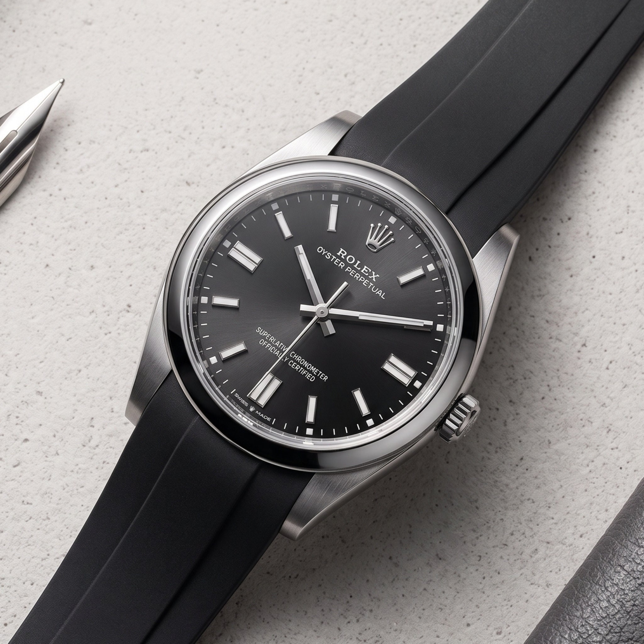 Kautschukarmband für Rolex Oyster Perpetual 36mm – Schwarz - Helvetus