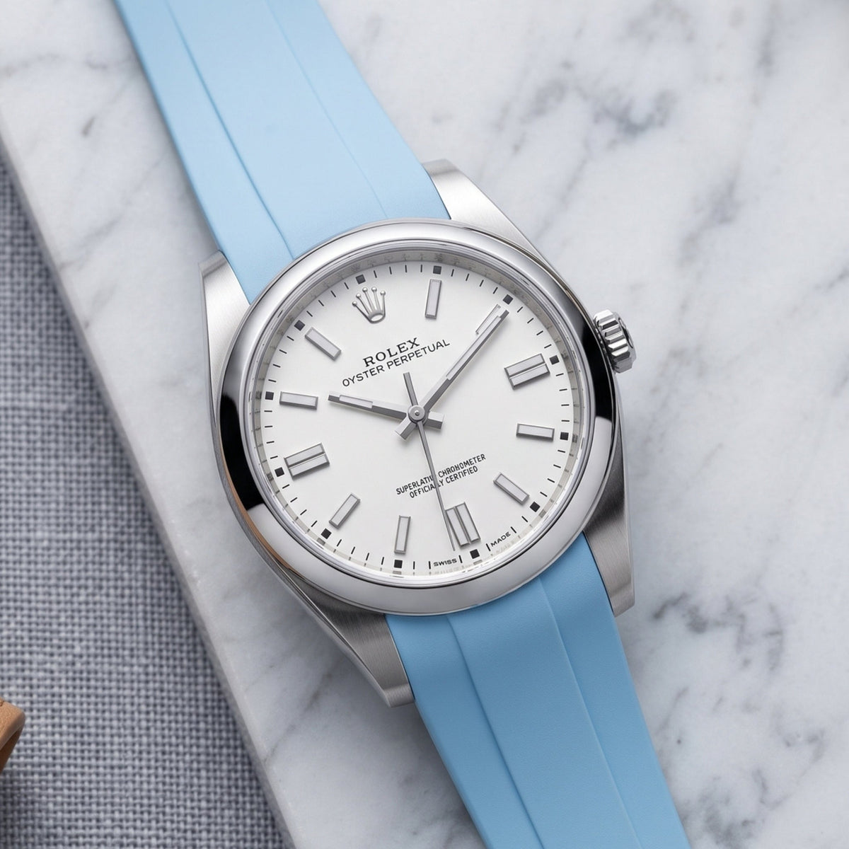 Kautschukarmband für Rolex Oyster Perpetual 39mm – Baby Blau - Helvetus
