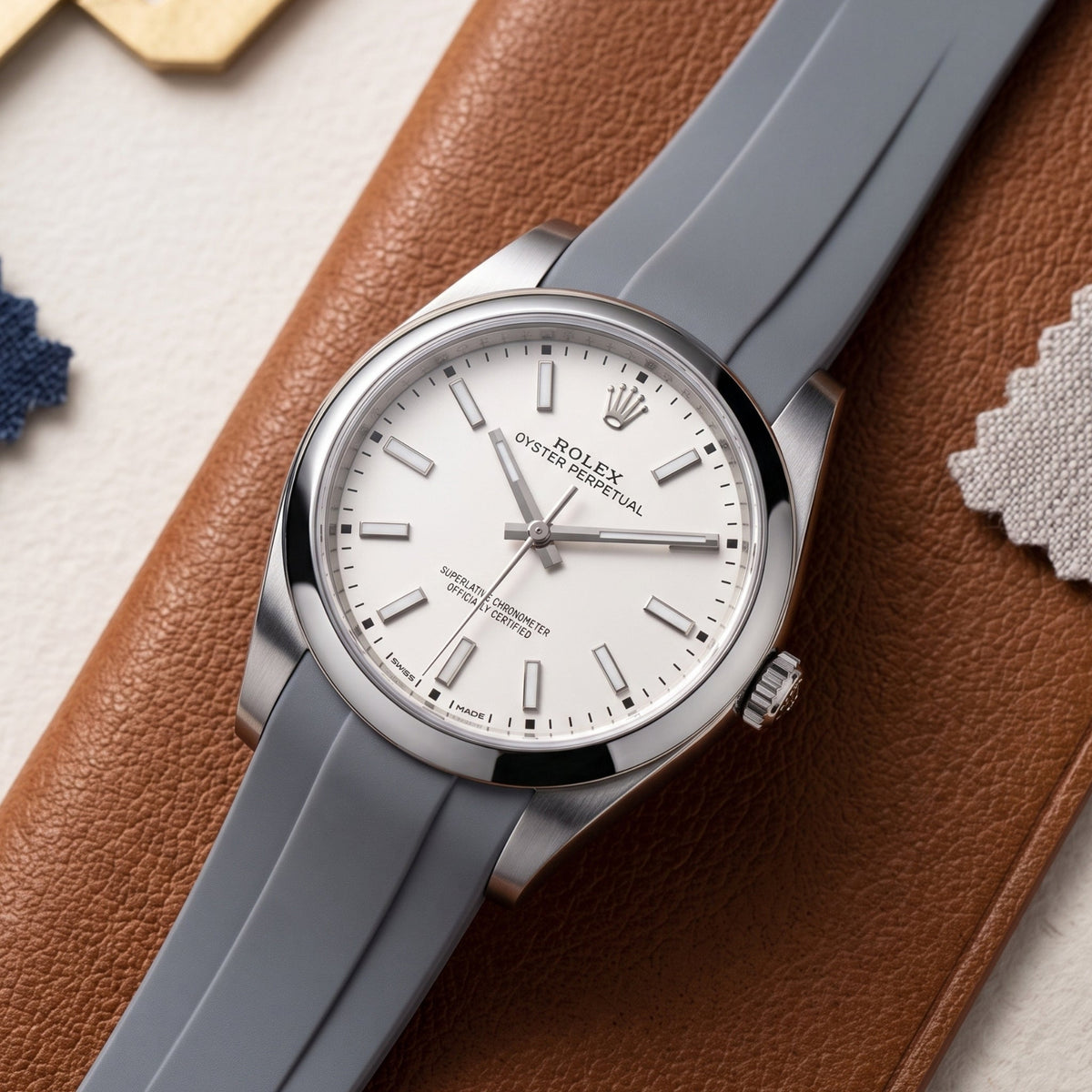 Kautschukarmband für Rolex Oyster Perpetual 39mm – Grau - Helvetus