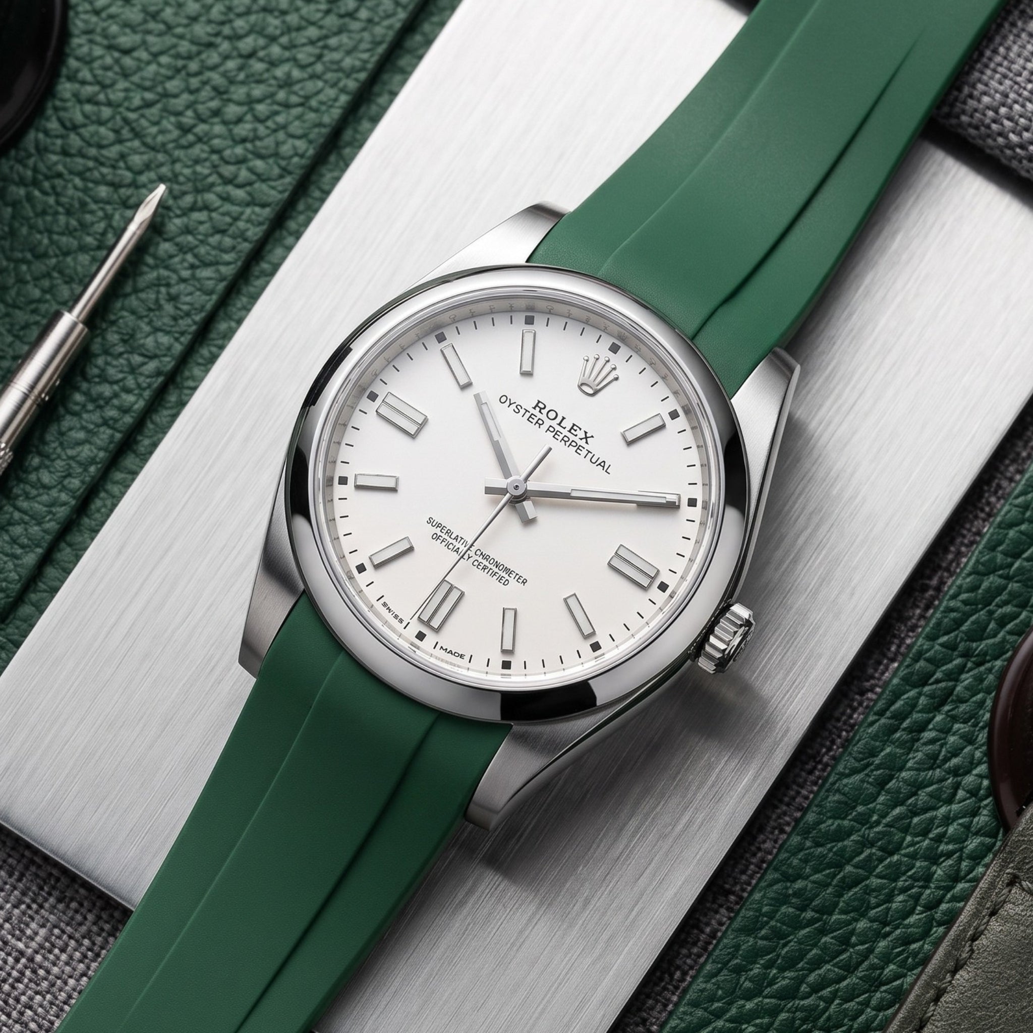 Kautschukarmband für Rolex Oyster Perpetual 39mm – Grün - Helvetus