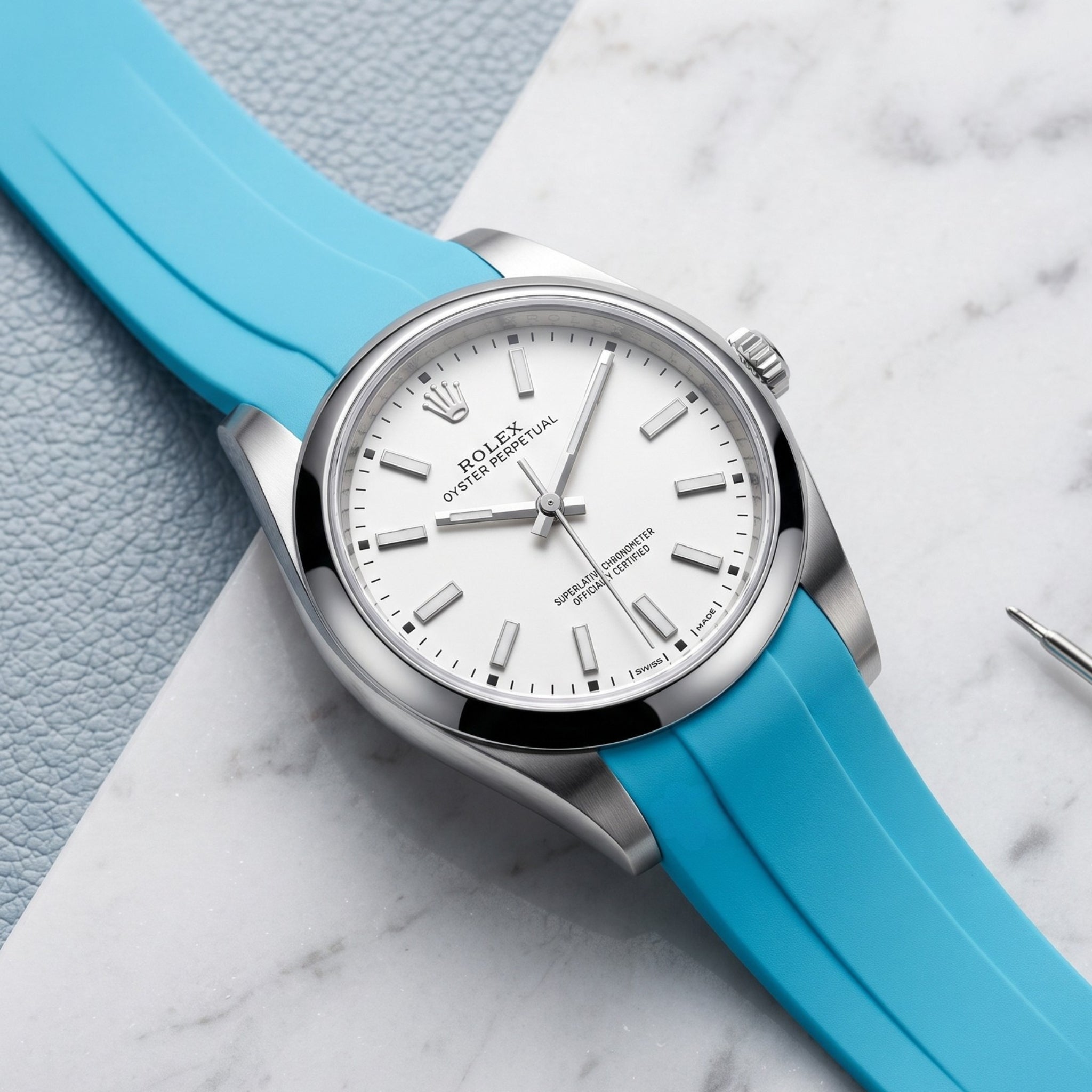 Kautschukarmband für Rolex Oyster Perpetual 39mm – Hell Blau - Helvetus