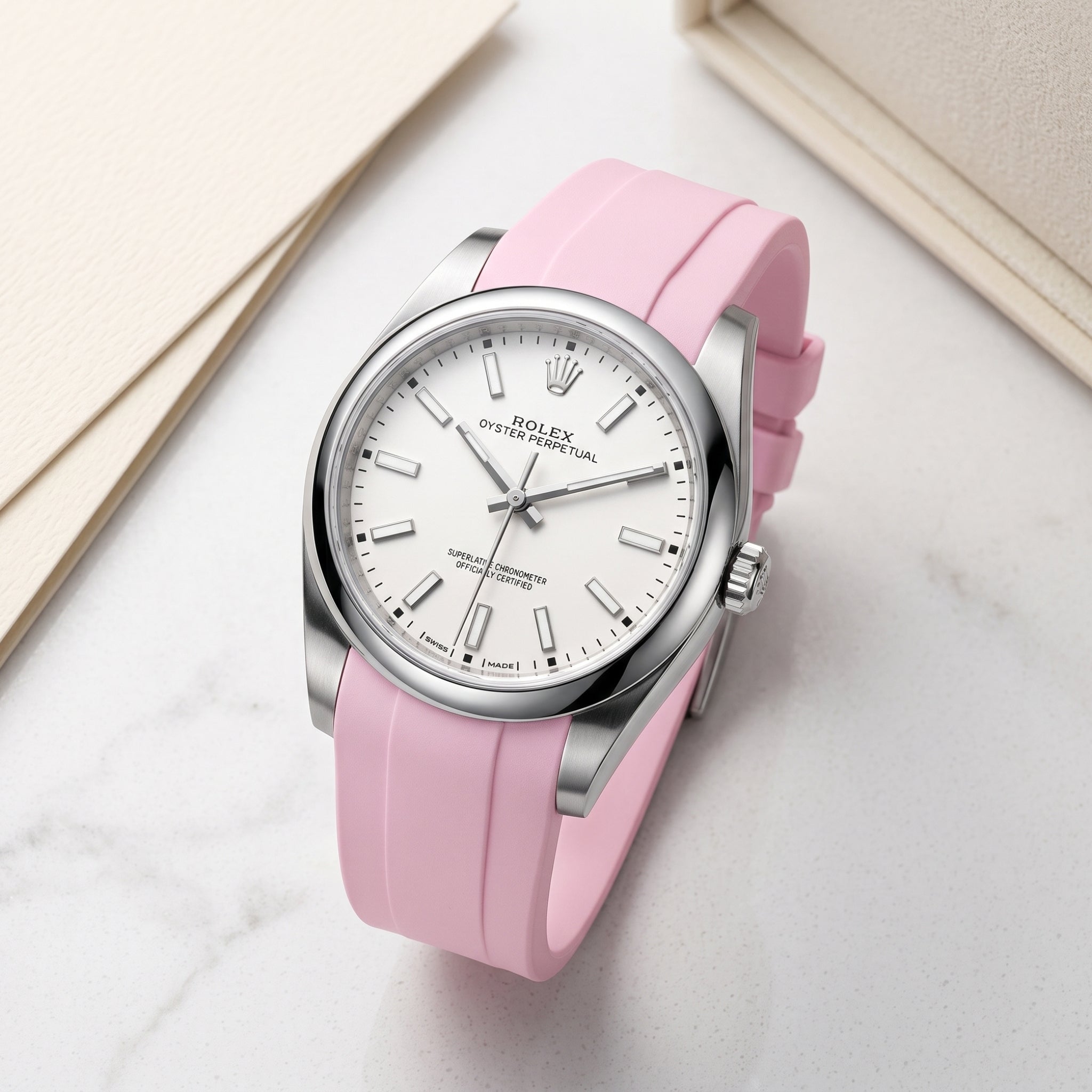 Kautschukarmband für Rolex Oyster Perpetual 39mm – Pink - Helvetus