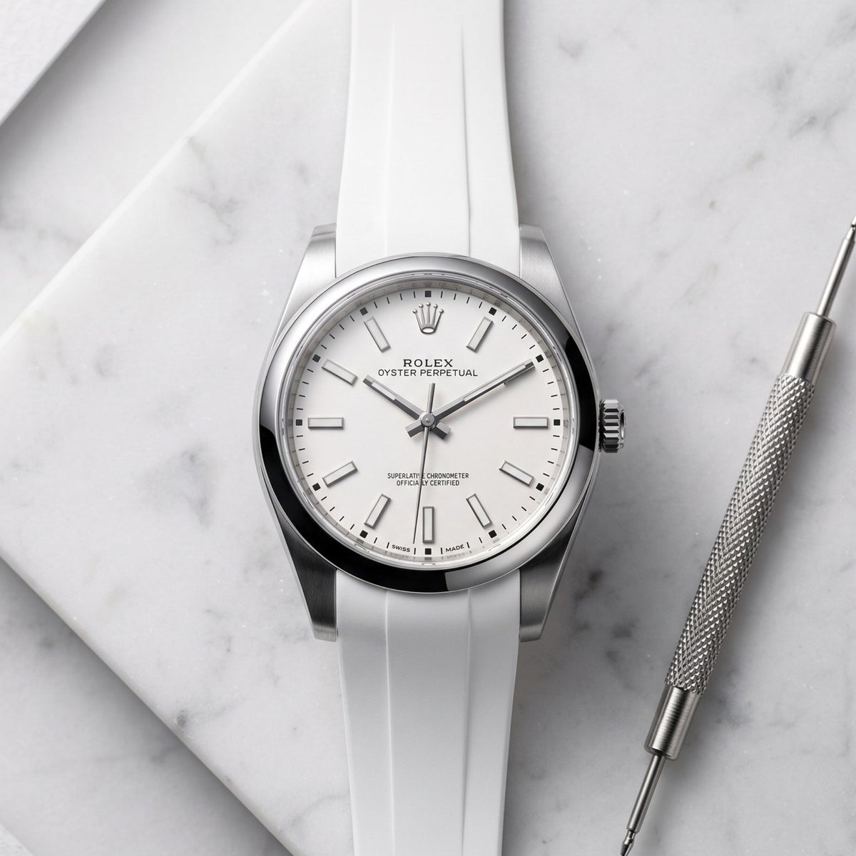 Kautschukarmband für Rolex Oyster Perpetual 39mm – Weiss - Helvetus