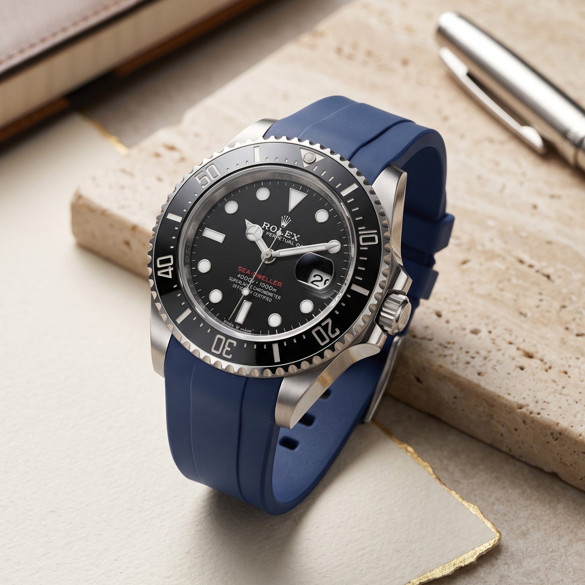 Kautschukarmband für Rolex Sea-Dweller – Dunkel Blau - Helvetus