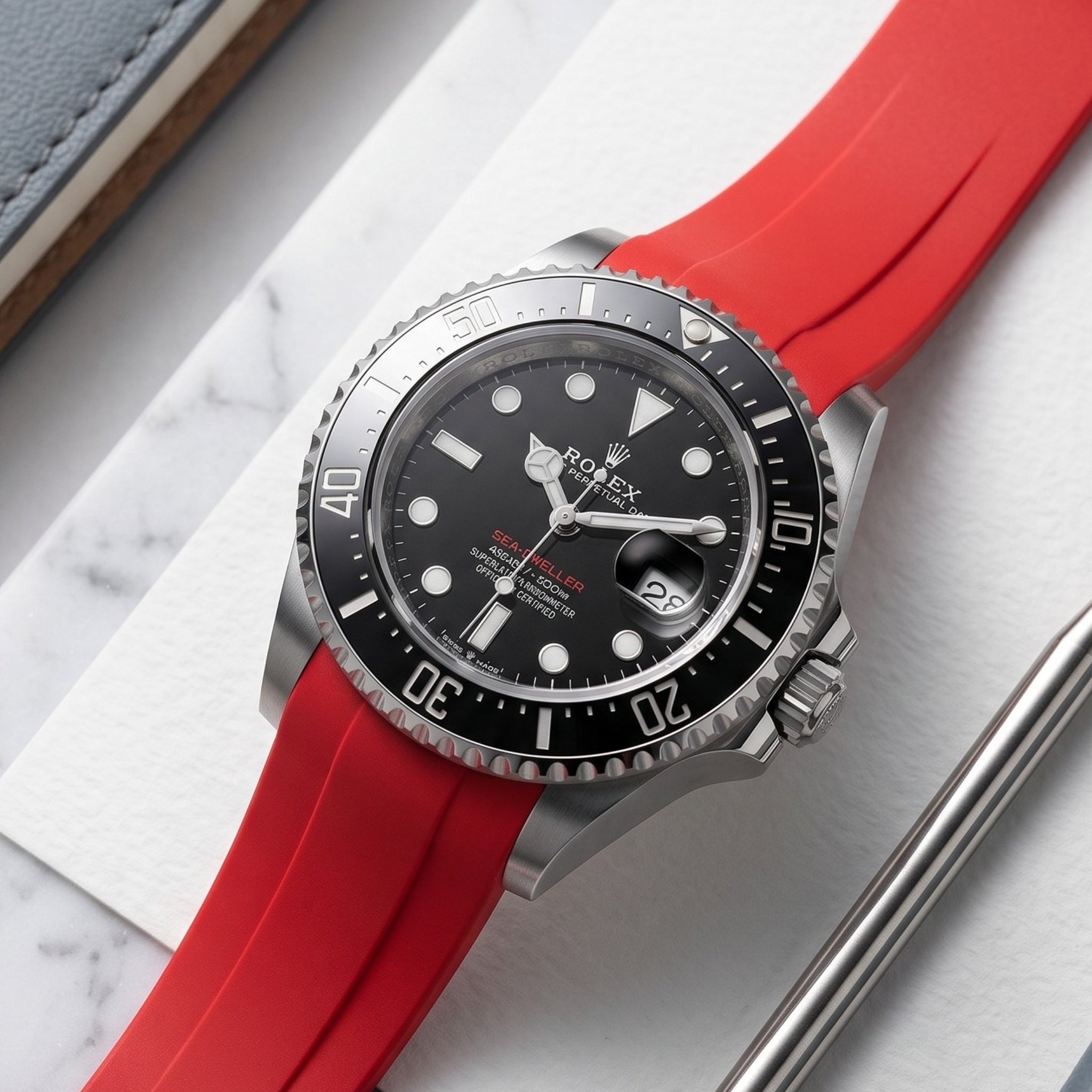 Kautschukarmband für Rolex Sea-Dweller – Rot - Helvetus
