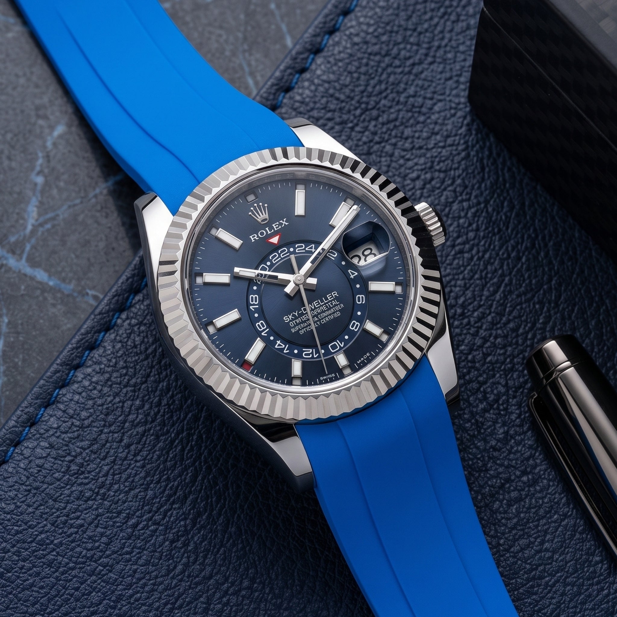 Kautschukarmband für Rolex Sky-Dweller – Blau - Helvetus
