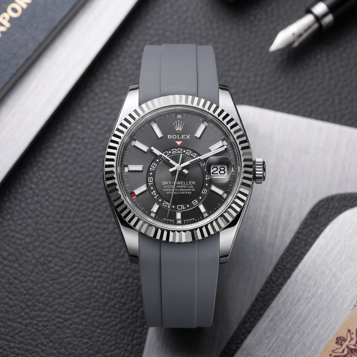 Kautschukarmband für Rolex Sky-Dweller – Grau - Helvetus