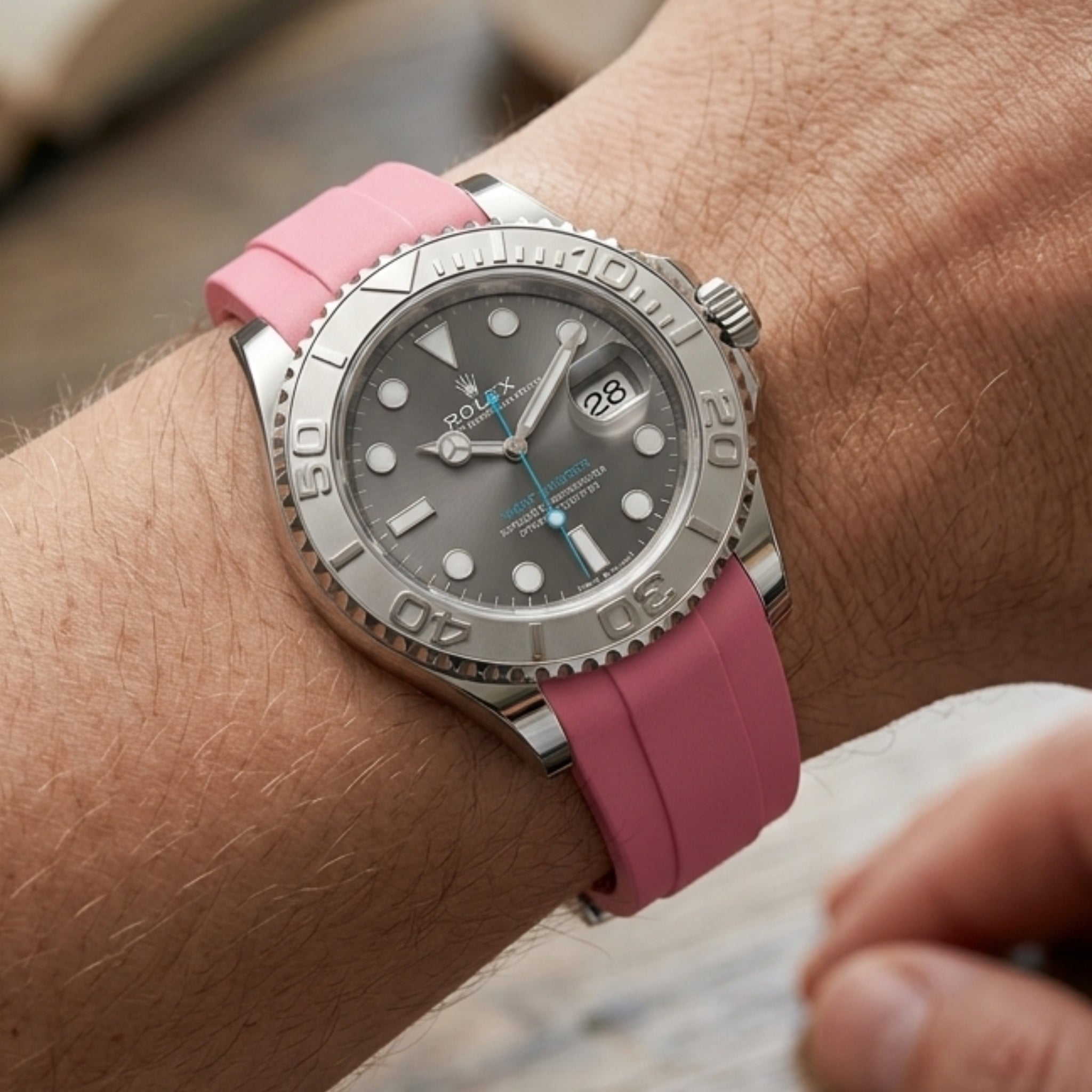 Kautschukarmband für Rolex Yacht - Master 40mm/42mm/37mm – Pink - Helvetus DE