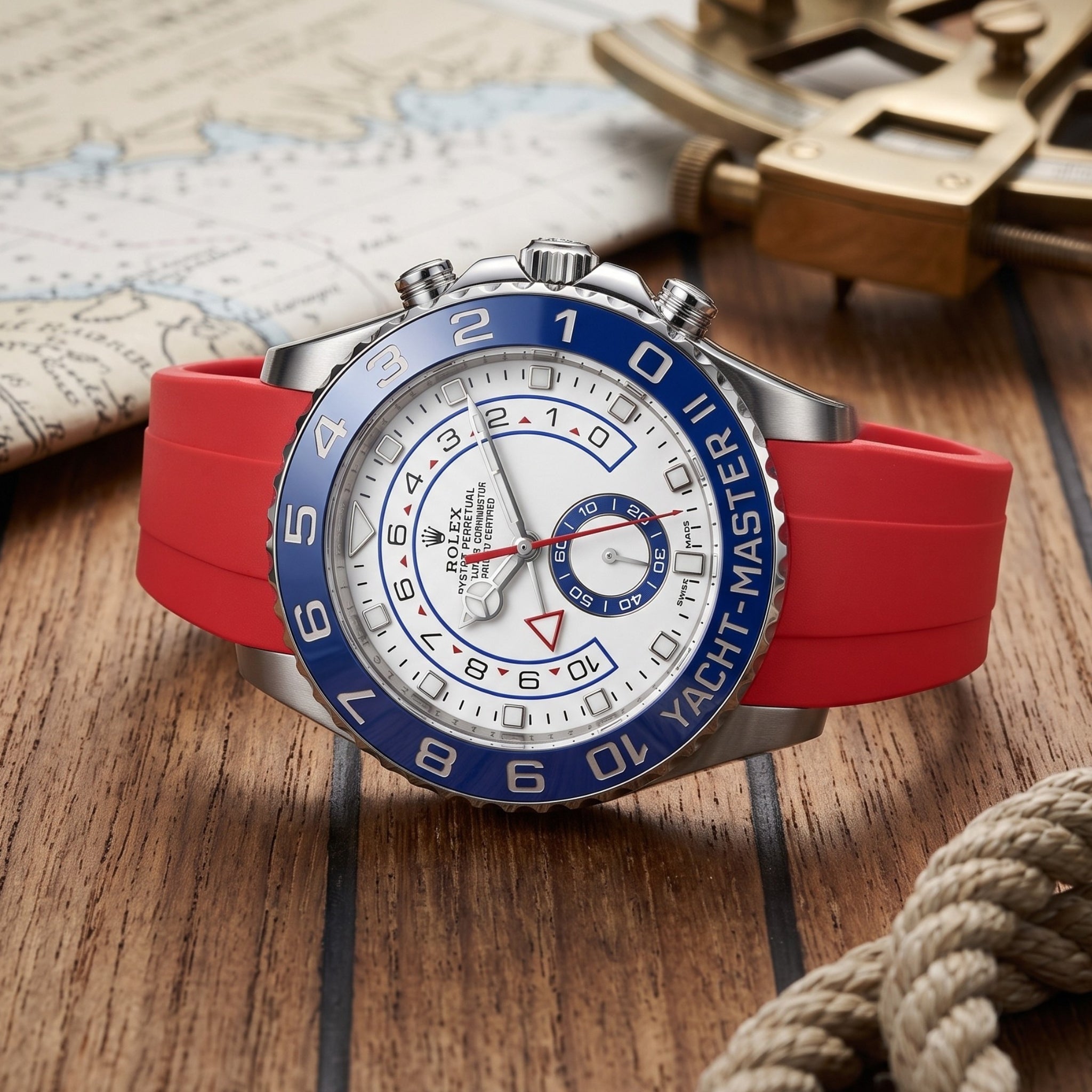 Kautschukarmband für Rolex Yacht-Master II 44mm - Rot - Helvetus