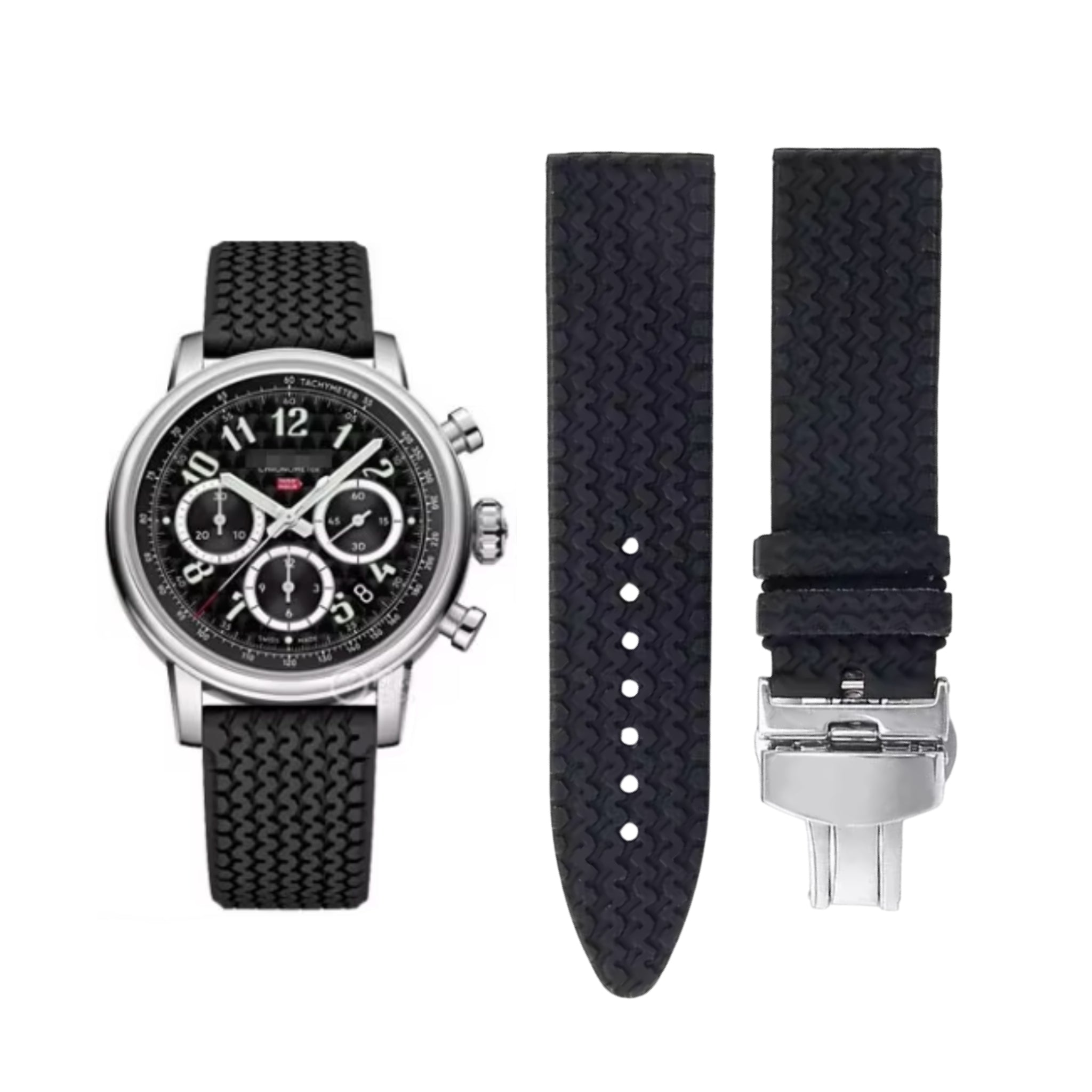 Kautschukarmband – Für alle Chopard Mille Miglia Modelle – Schwarz - Helvetus DE