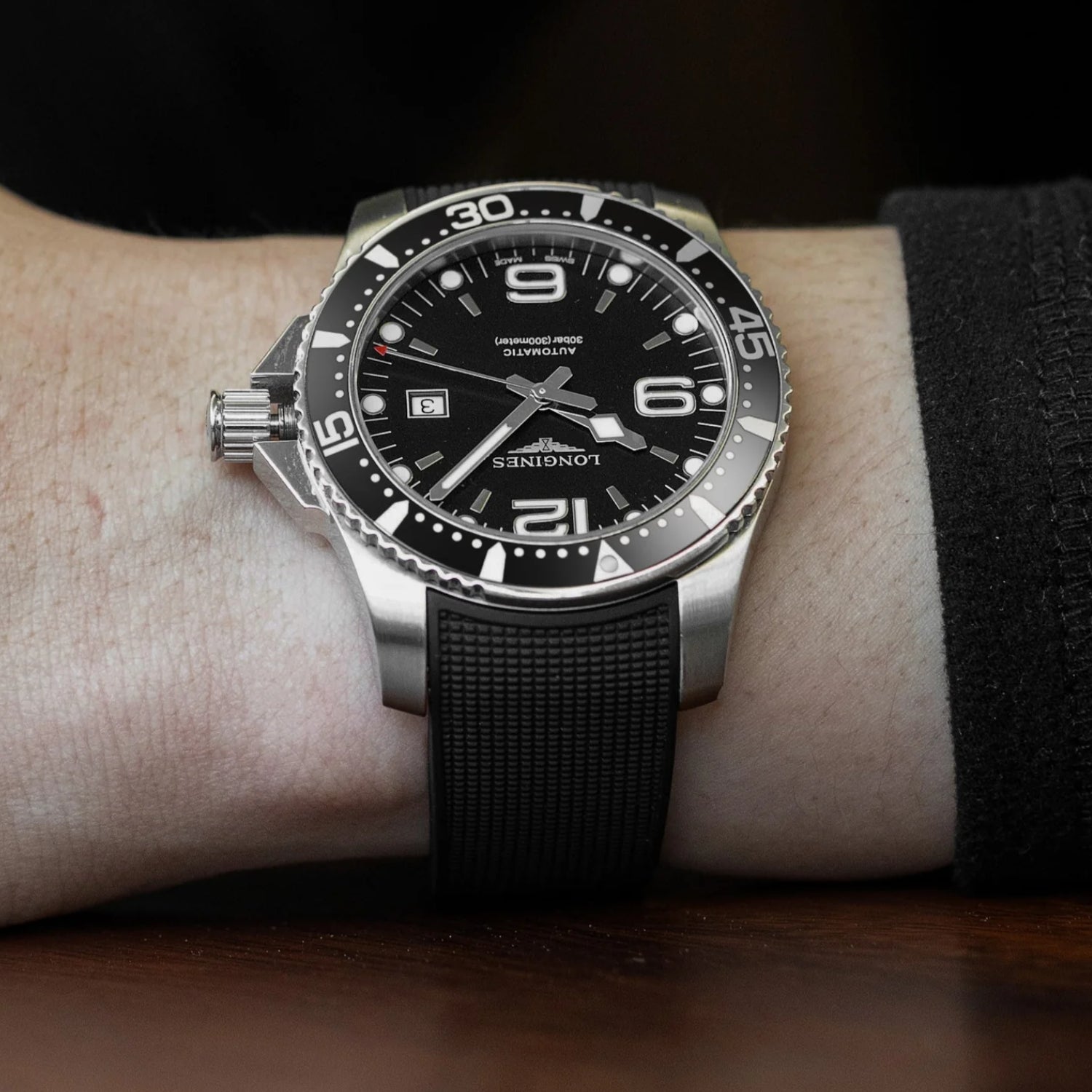 Kautschukarmband – Für Longines HydroConquest – Schwarz - Helvetus DE