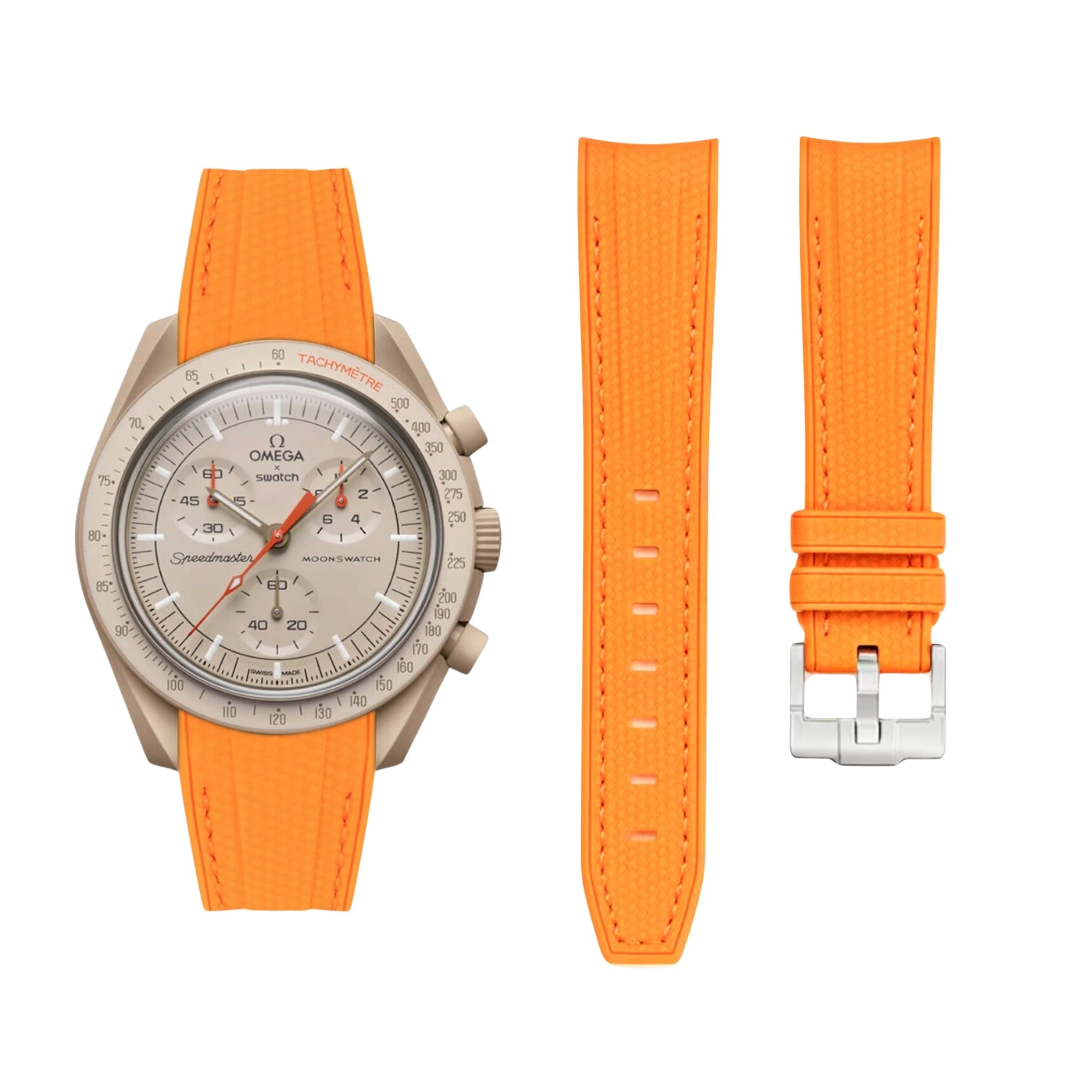 Kautschukarmband – Für Mission to Jupiter | Omega X Swatch | MoonSwatch – Orange mit Orange - Helvetus DE