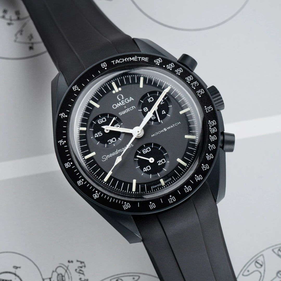 Kautschukarmband – Für Mission to Mercury | Omega X Swatch | MoonSwatch – Schwarz - Helvetus DE