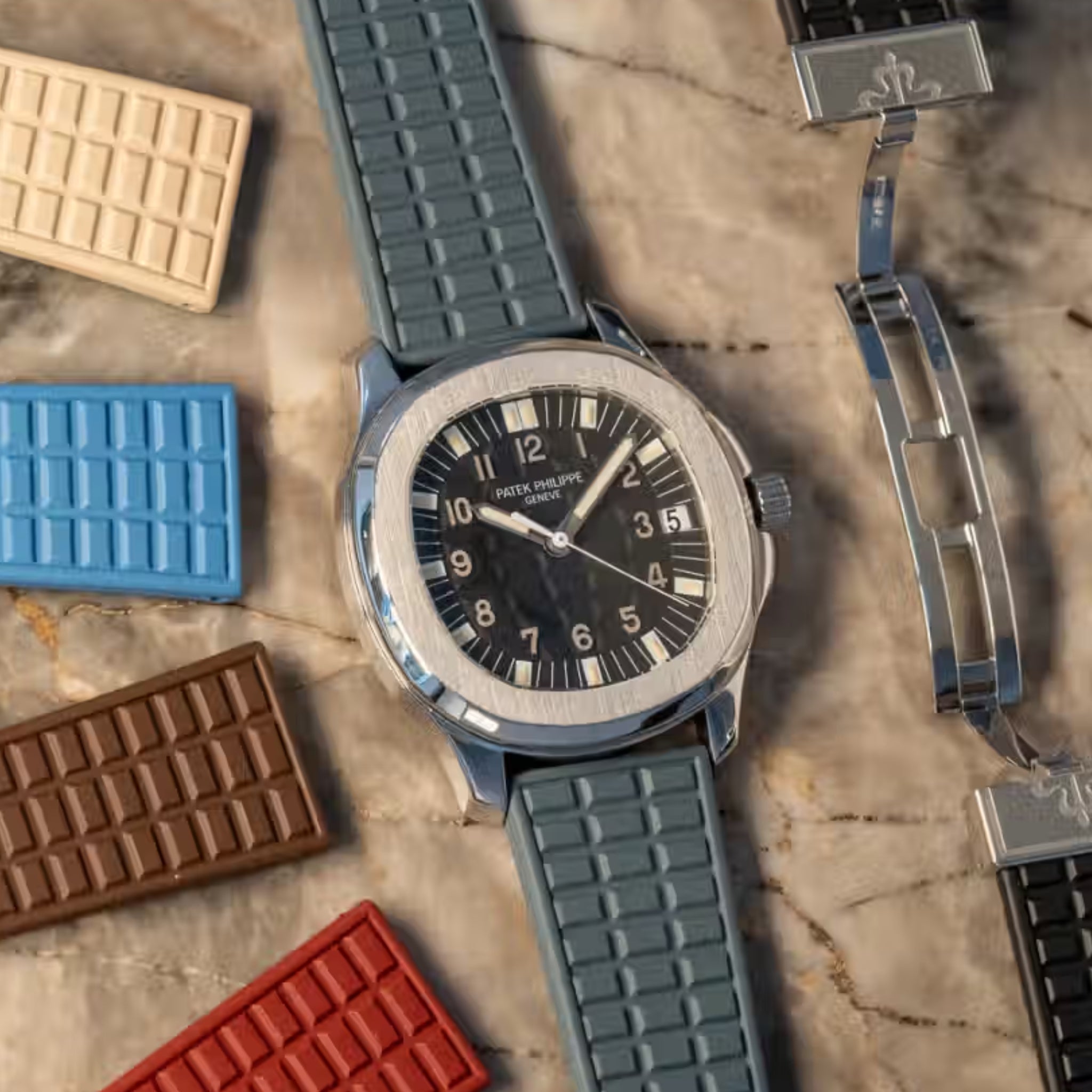 Kautschukarmband – Für Patek Philippe Aquanaut 5067A - 001, 5065, 5066, 5064 – Grau - Helvetus DE