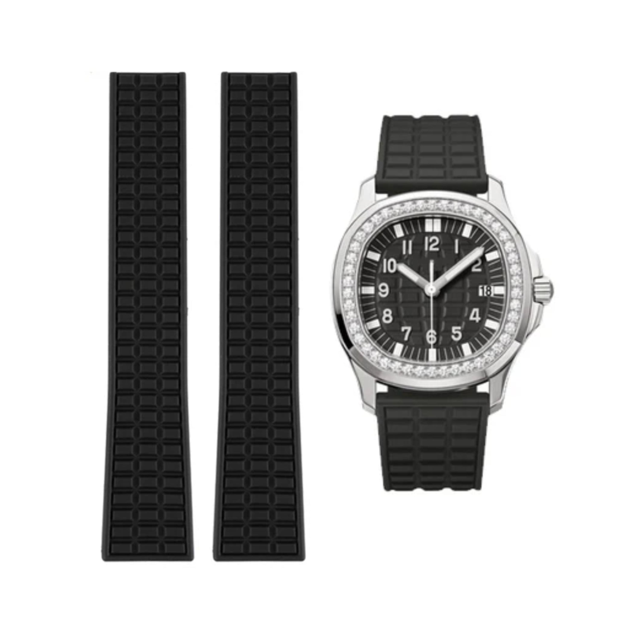 Kautschukarmband – Für Patek Philippe Aquanaut 5067A - 001, 5065, 5066, 5064 – Schwarz - Helvetus DE