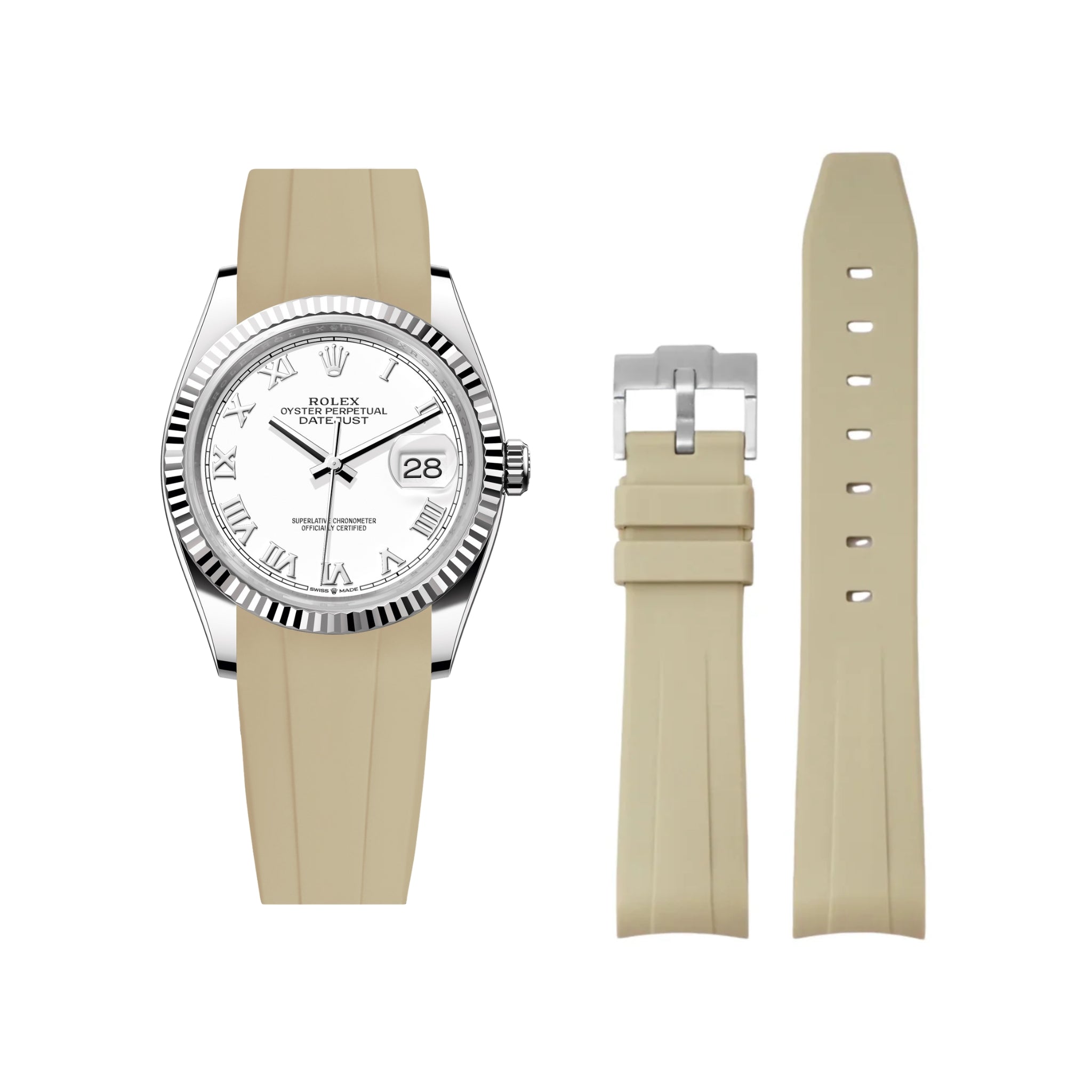 Kautschukarmband für Rolex Datejust 36 – Beige - Helvetus DE