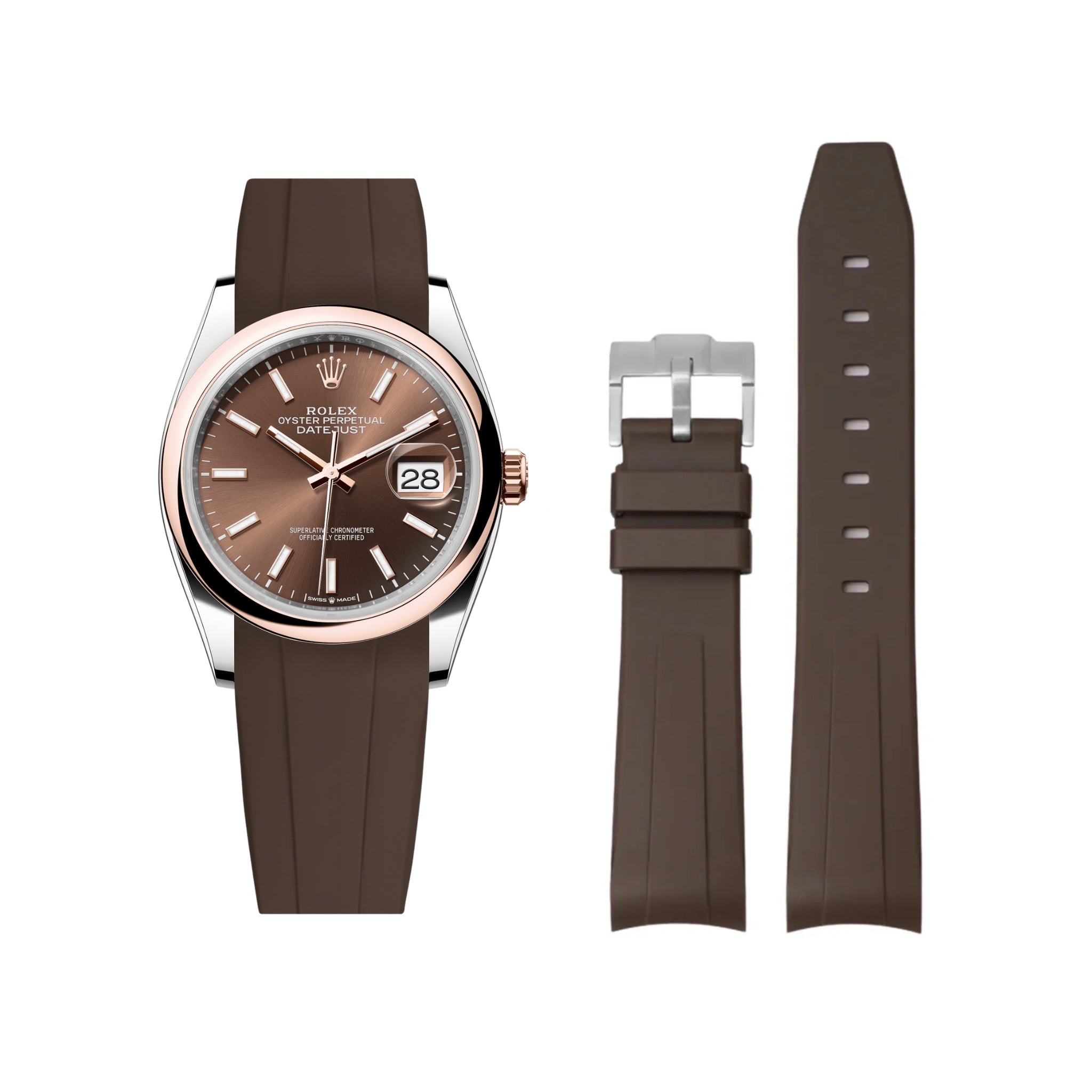 Kautschukarmband für Rolex Datejust 36 – Braun - Helvetus DE
