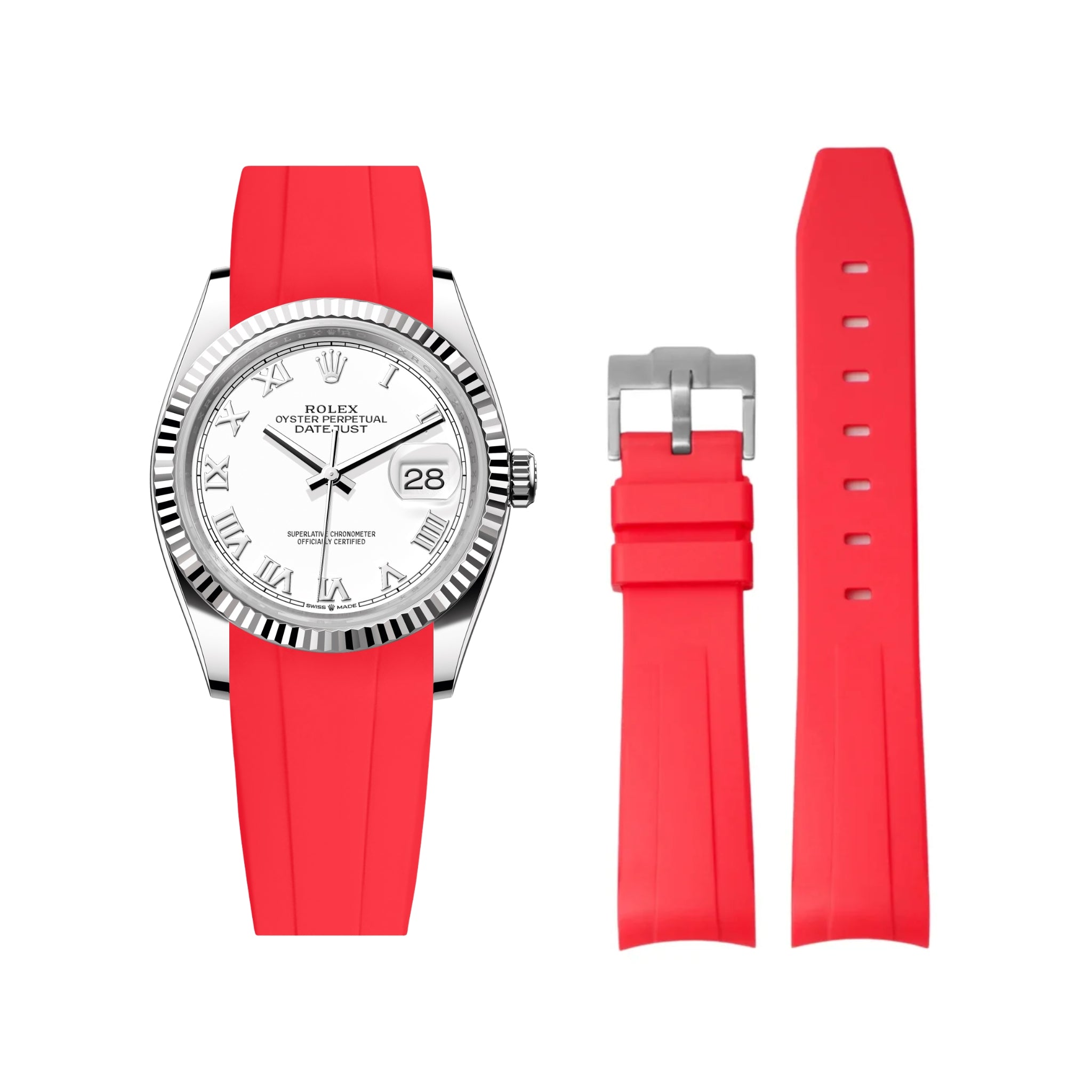 Kautschukarmband für Rolex Datejust 36 – Rot - Helvetus DE