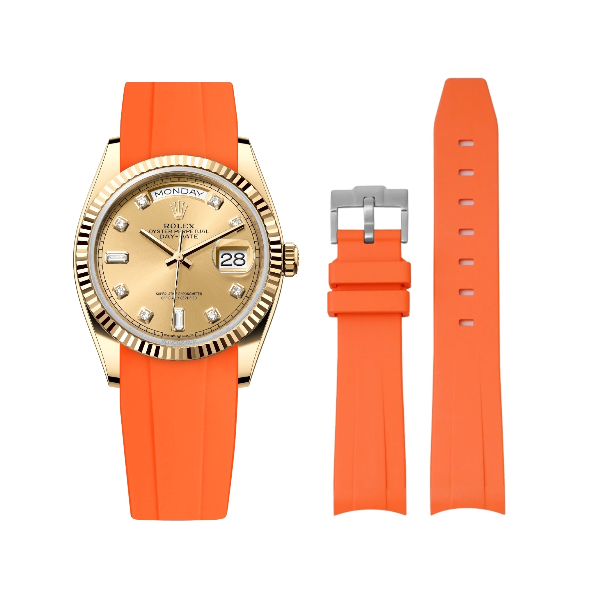 Kautschukarmband für Rolex Day - Date 36mm – Orange - Helvetus DE