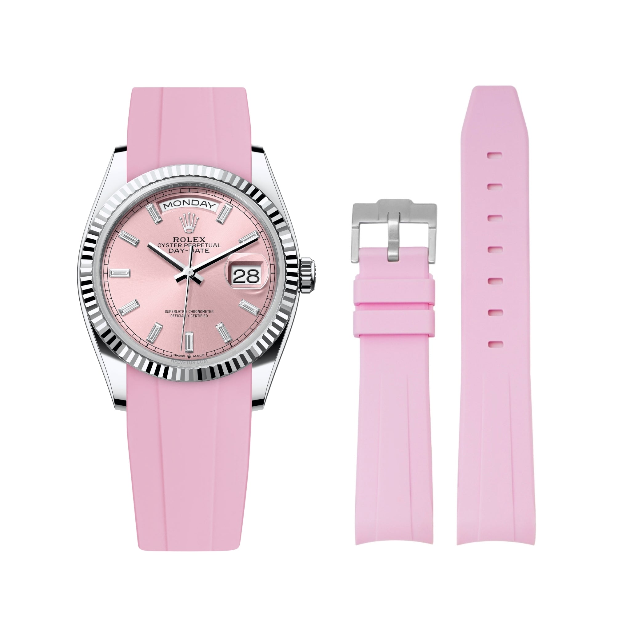 Kautschukarmband für Rolex Day - Date 36mm – Pink - Helvetus DE