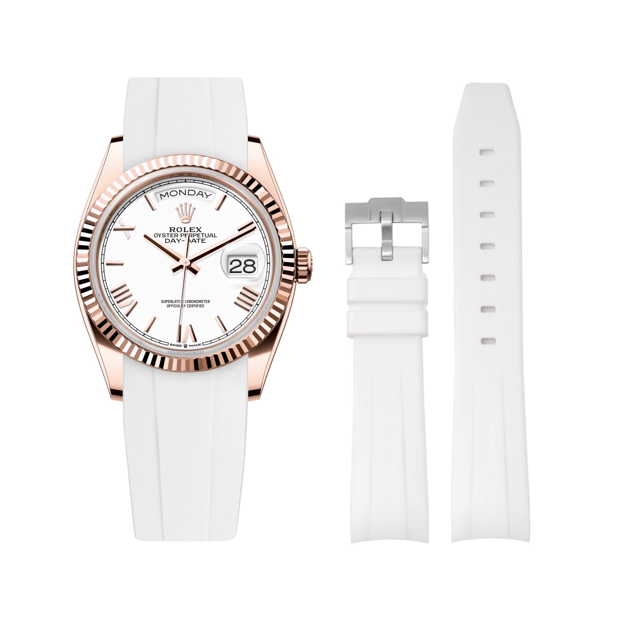 Kautschukarmband für Rolex Day - Date 36mm – Weiss - Helvetus DE