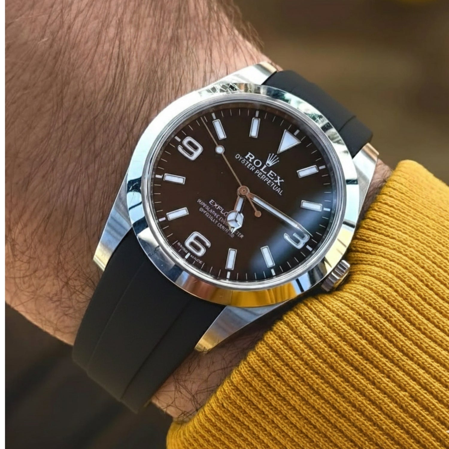 Kautschukarmband für Rolex Explorer I – Schwarz - Helvetus DE