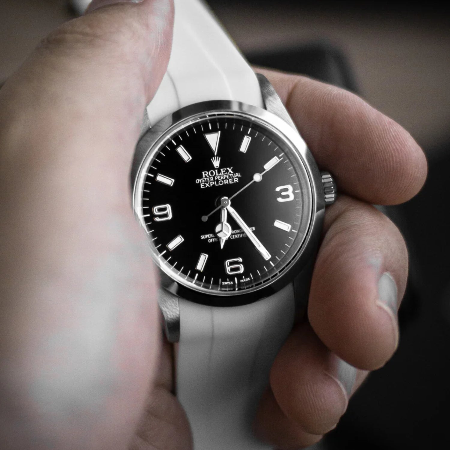 Kautschukarmband für Rolex Explorer I – Weiss - Helvetus DE