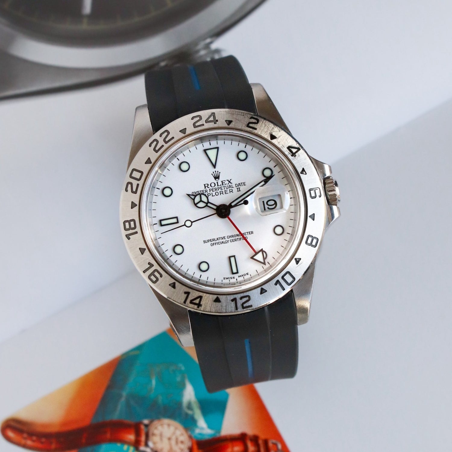 Kautschukarmband für Rolex Explorer II – Schwarz/Blau | LuxLine® - Helvetus DE