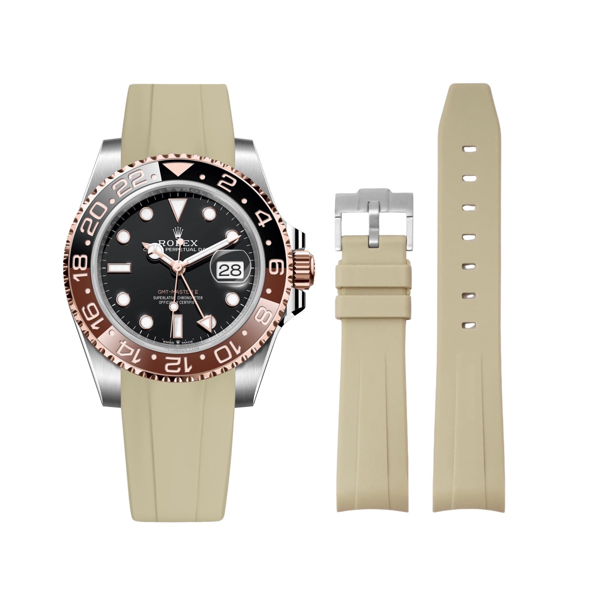Kautschukarmband für Rolex GMT - Master II – Beige - Helvetus DE