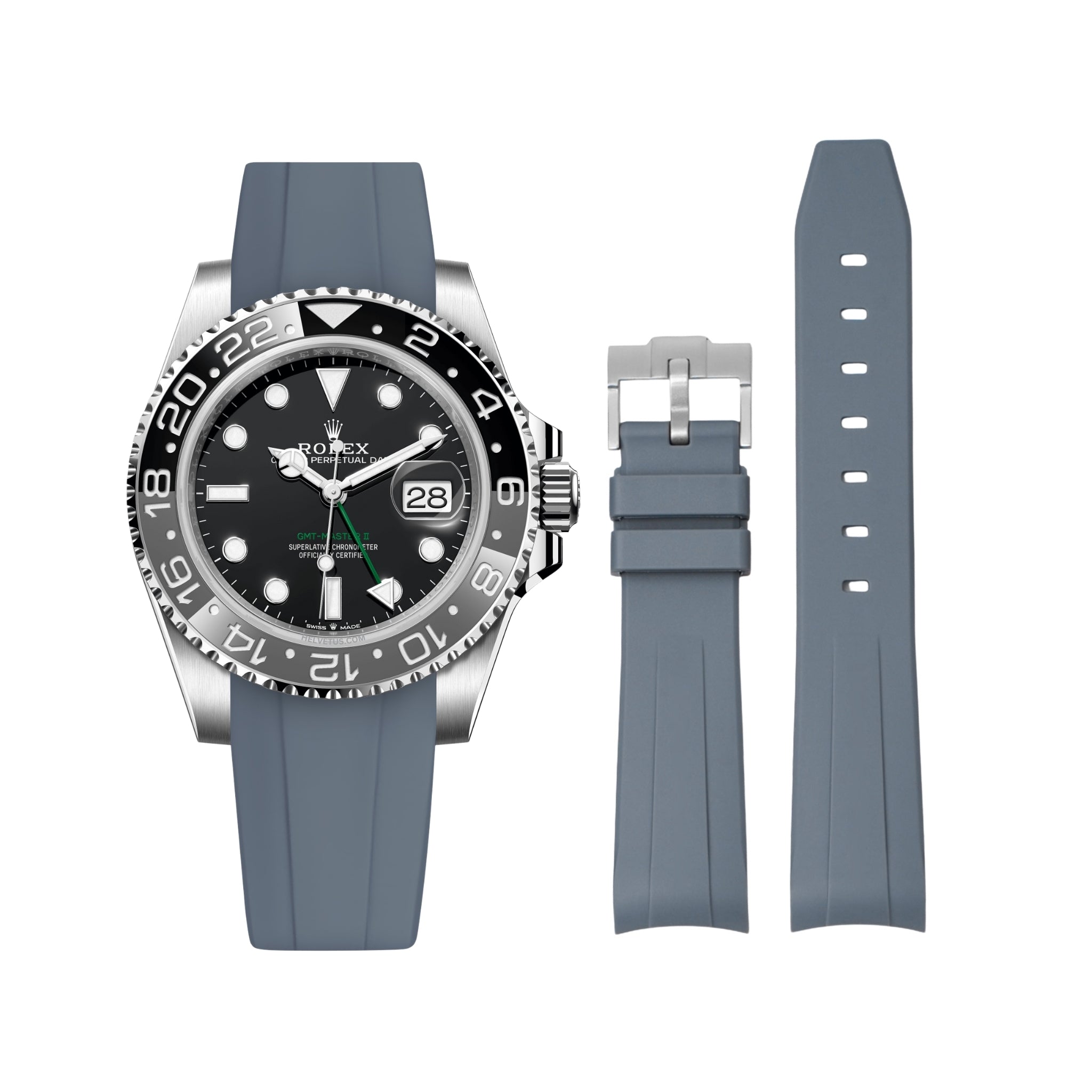 Kautschukarmband für Rolex GMT - Master II – Grau - Helvetus DE