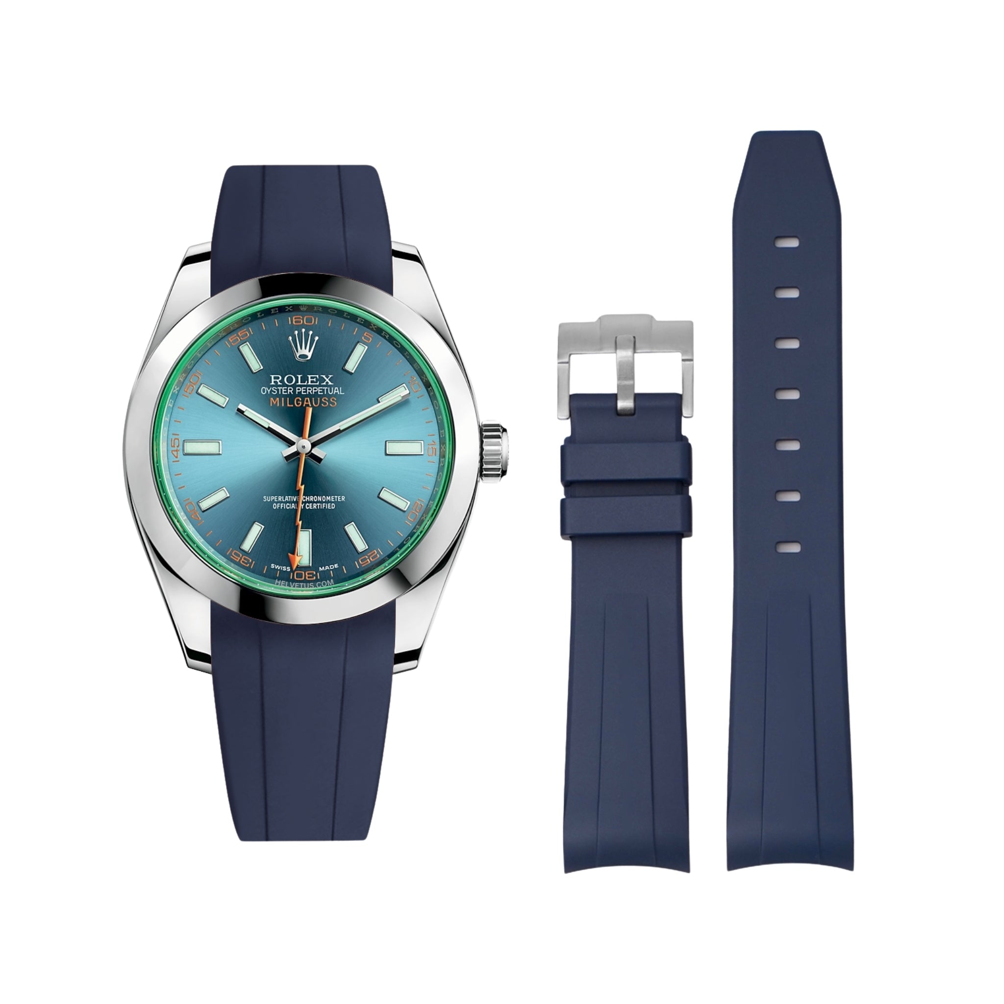 Kautschukarmband für Rolex Milgauss in Dunkel Blau - Helvetus DE