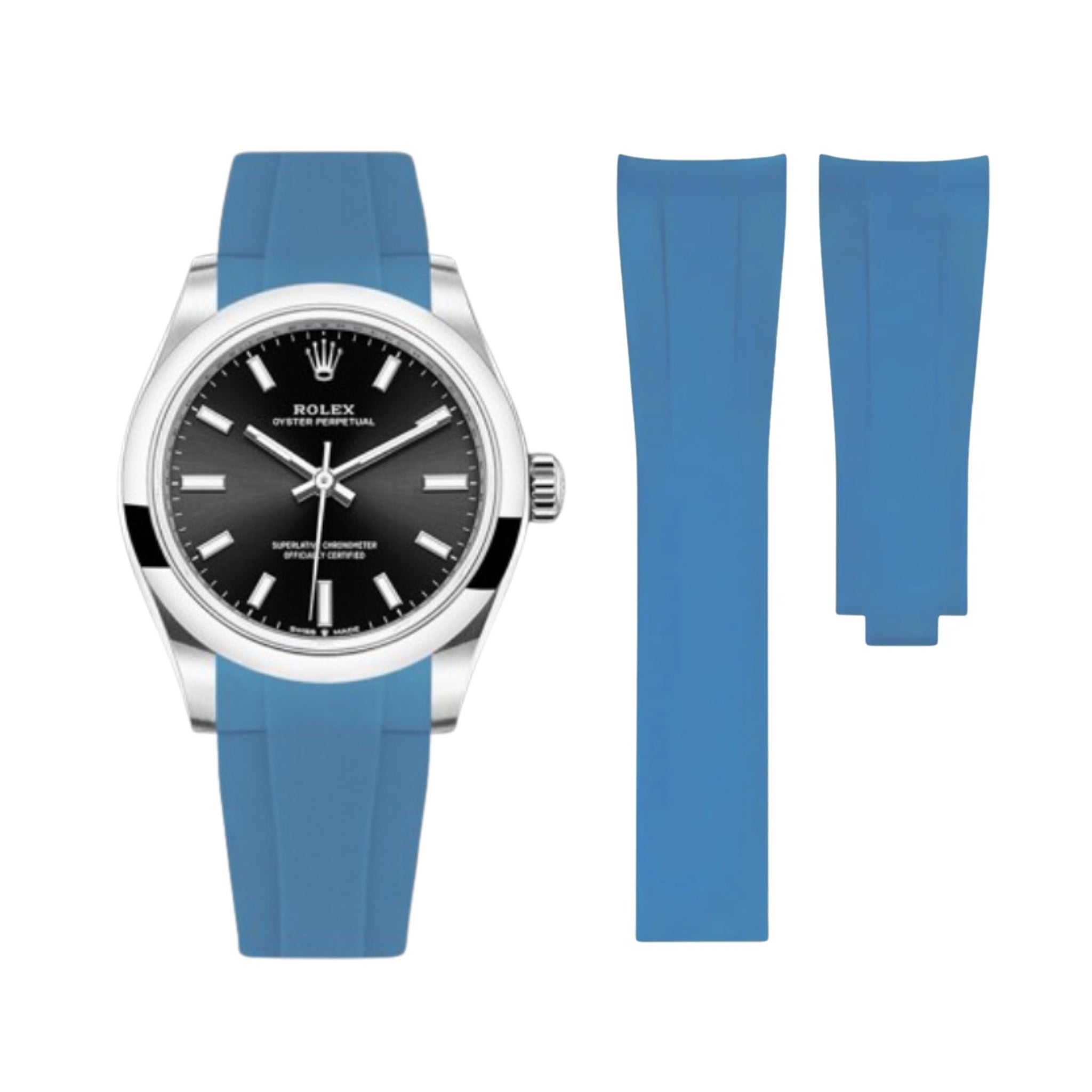 Kautschukarmband für Rolex Oyster Perpetual 31mm – Hell Blau - Helvetus DE