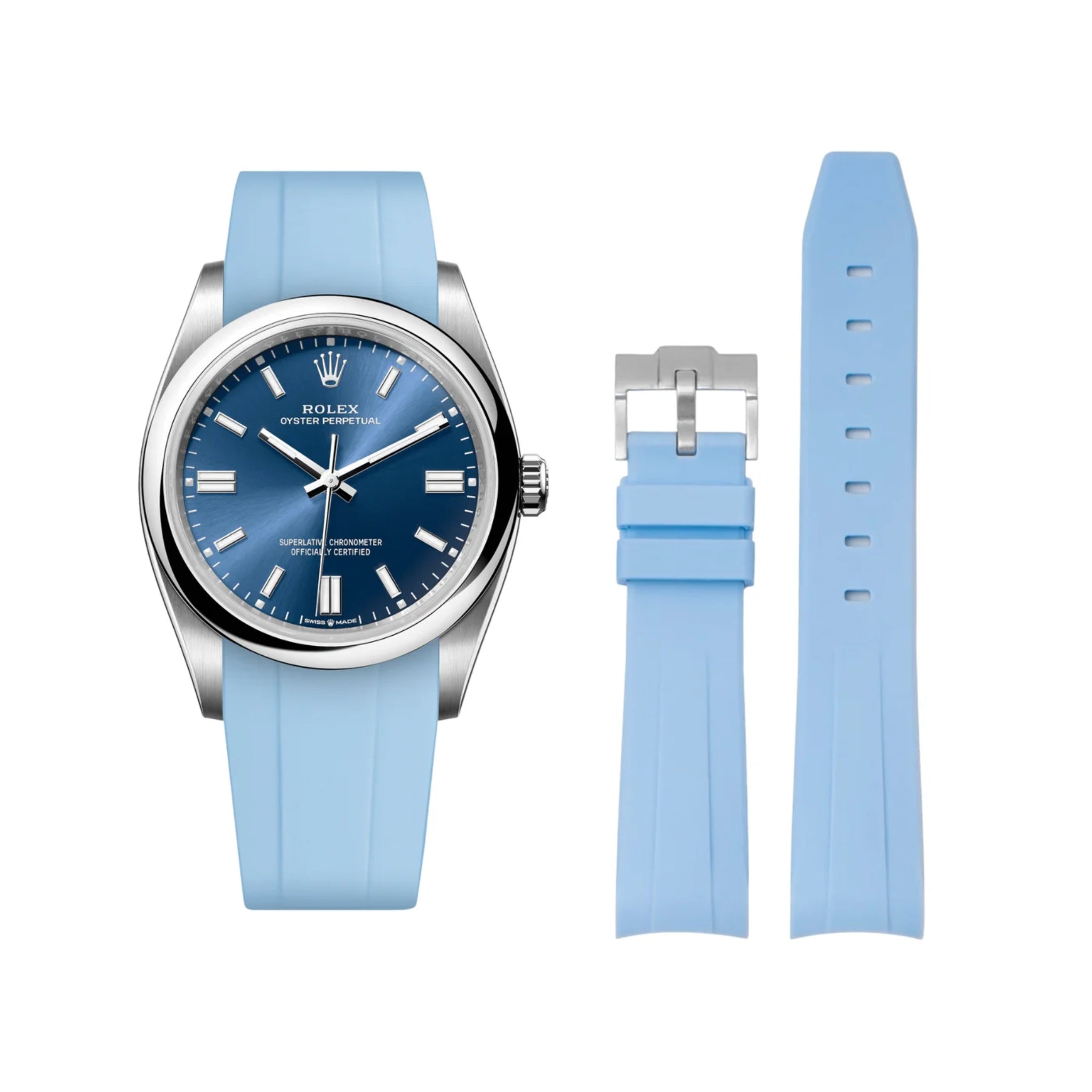 Kautschukarmband für Rolex Oyster Perpetual 36mm – Baby Blau - Helvetus DE