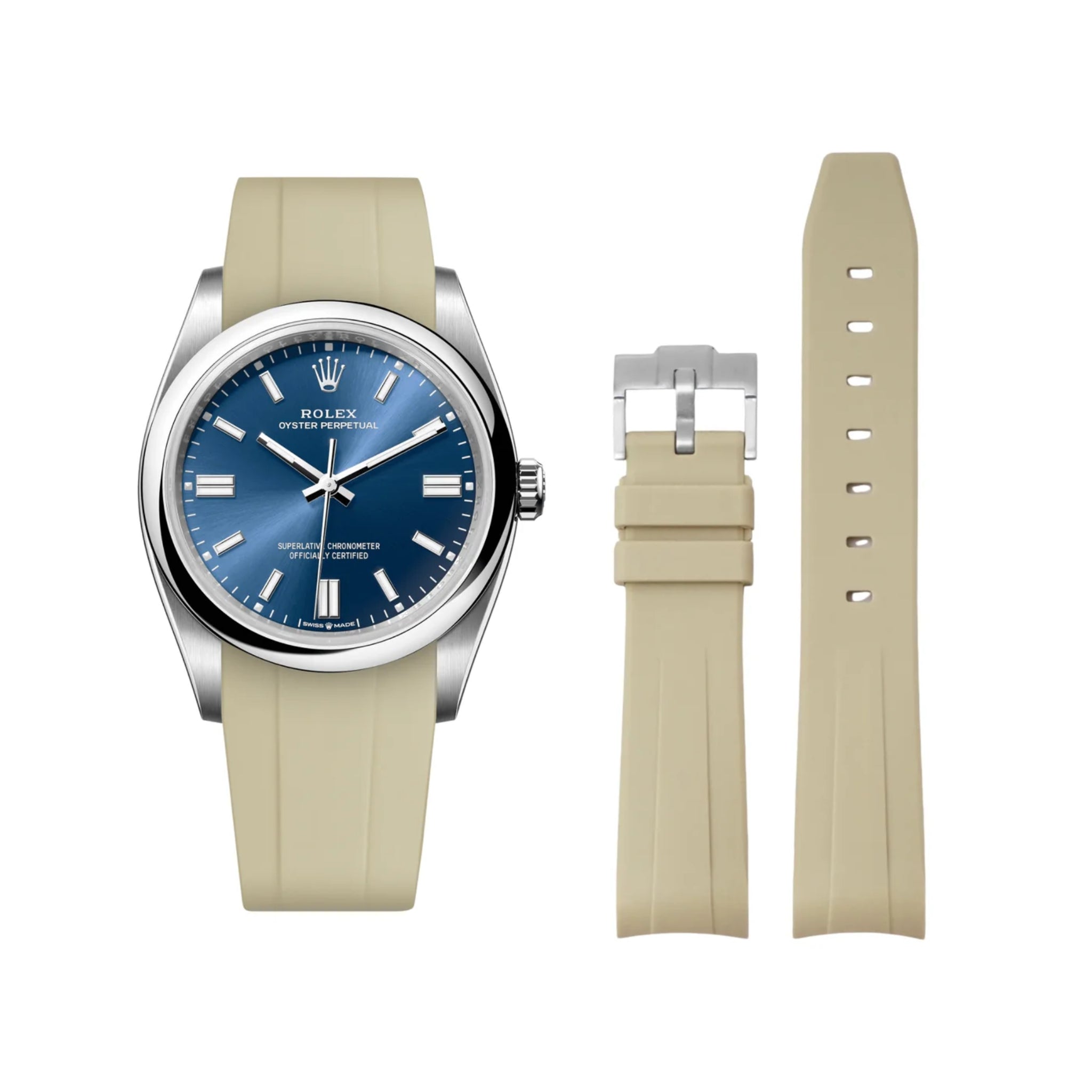 Kautschukarmband für Rolex Oyster Perpetual 36mm – Beige - Helvetus DE