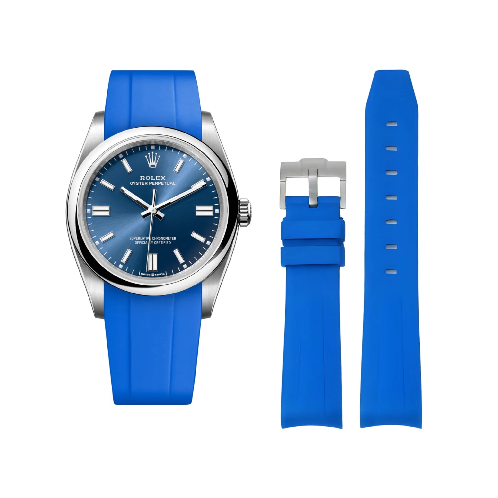 Kautschukarmband für Rolex Oyster Perpetual 36mm – Blau - Helvetus DE