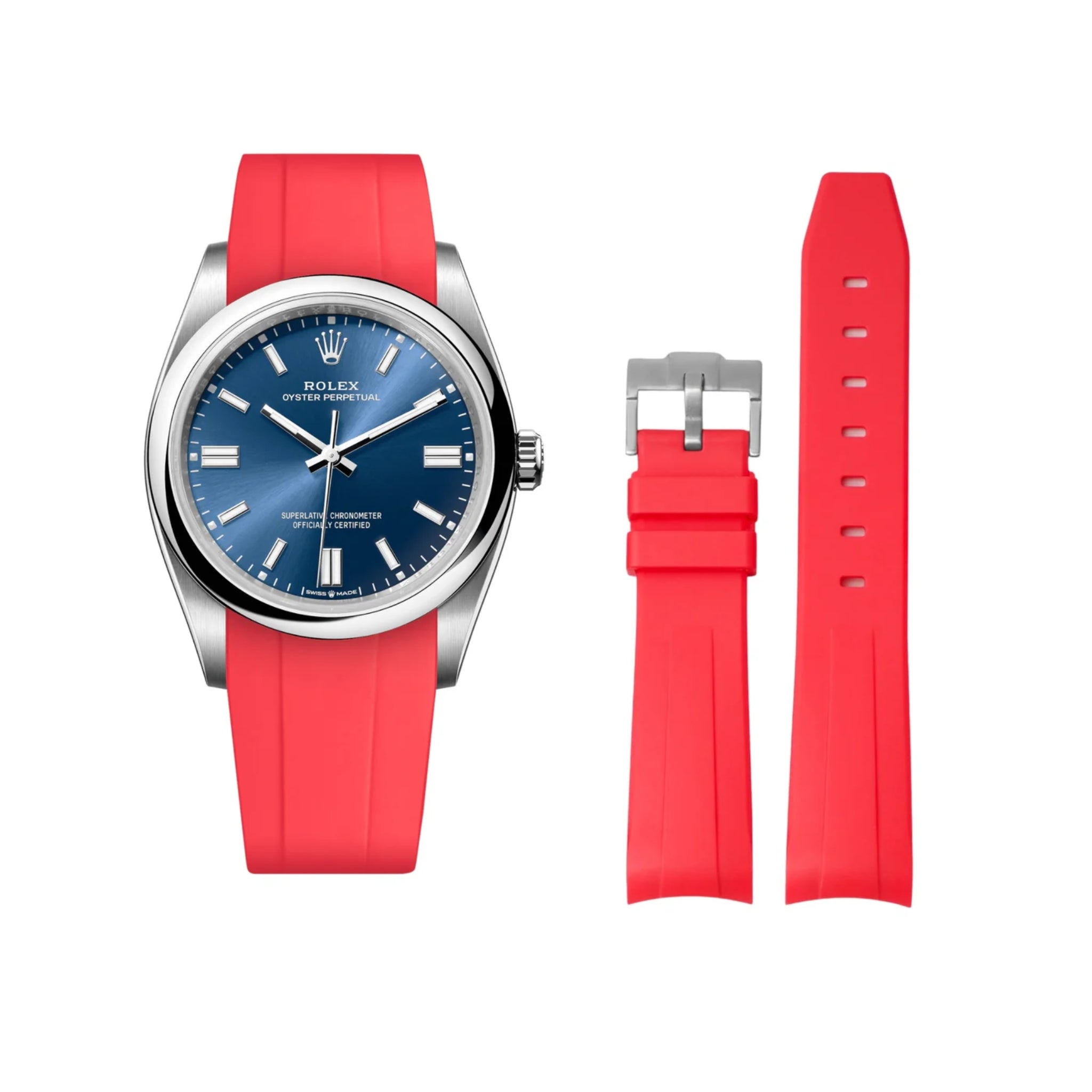 Kautschukarmband für Rolex Oyster Perpetual 36mm – Rot - Helvetus DE