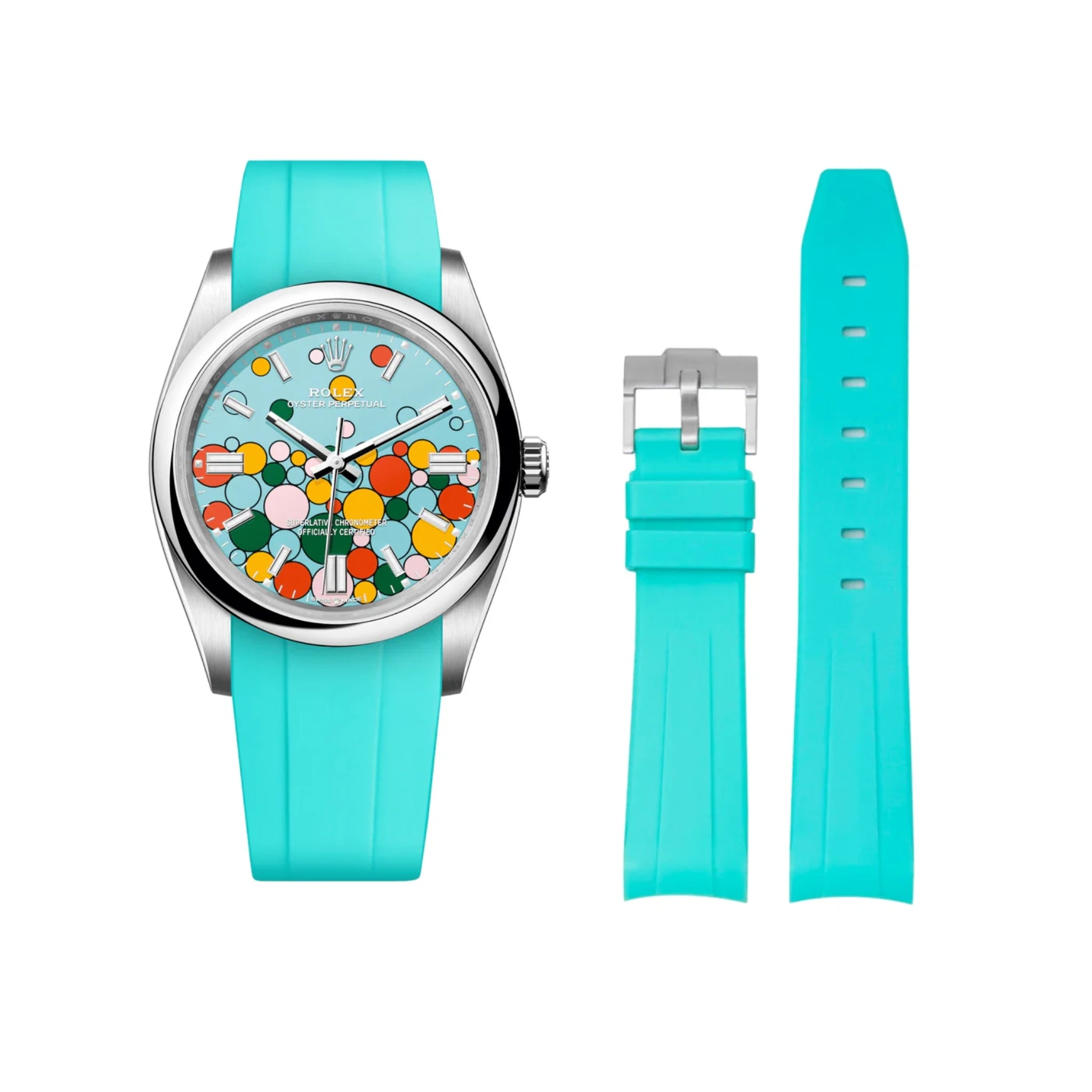 Kautschukarmband für Rolex Oyster Perpetual 36mm – Türkis - Helvetus DE