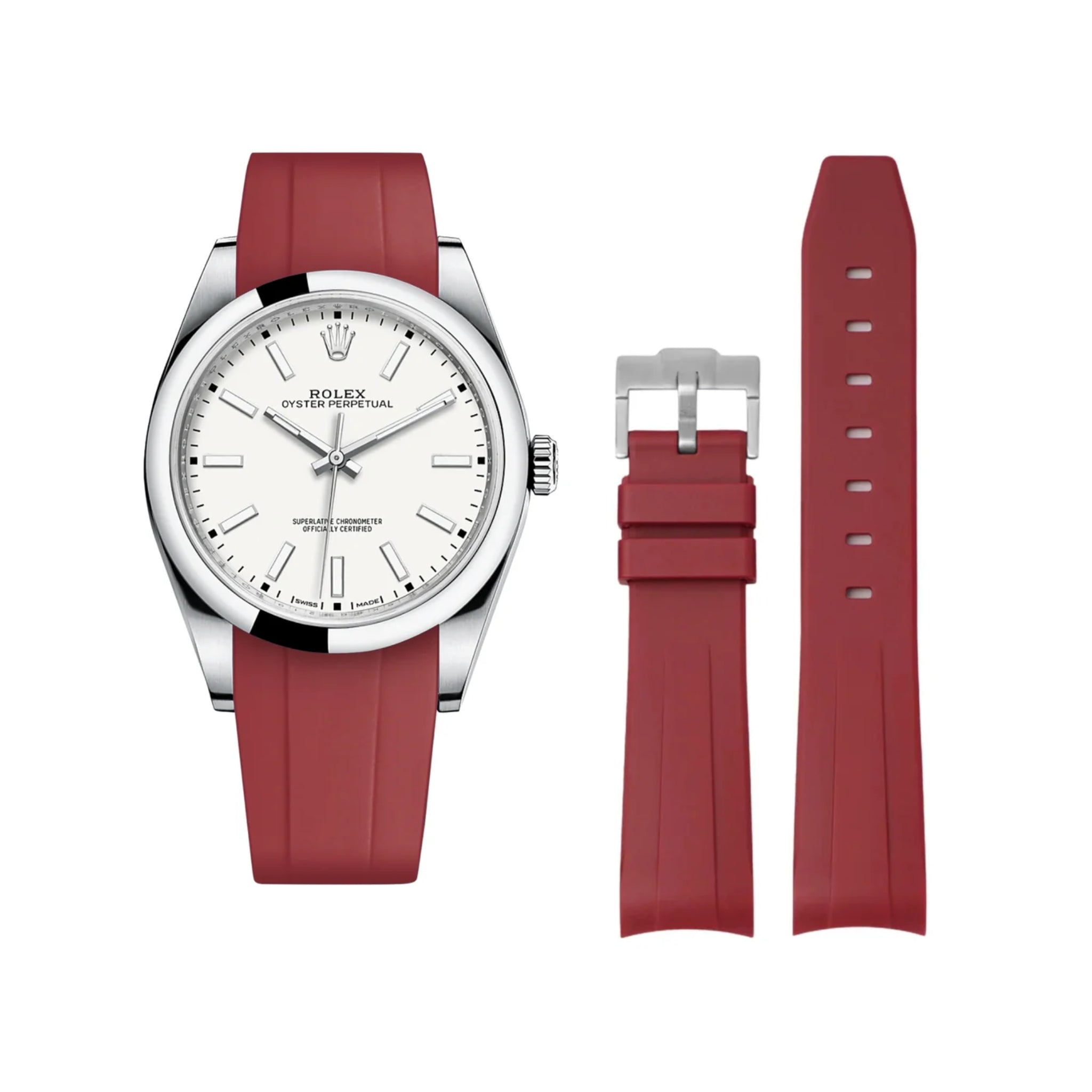 Kautschukarmband für Rolex Oyster Perpetual 39mm – Bordeaux - Helvetus DE