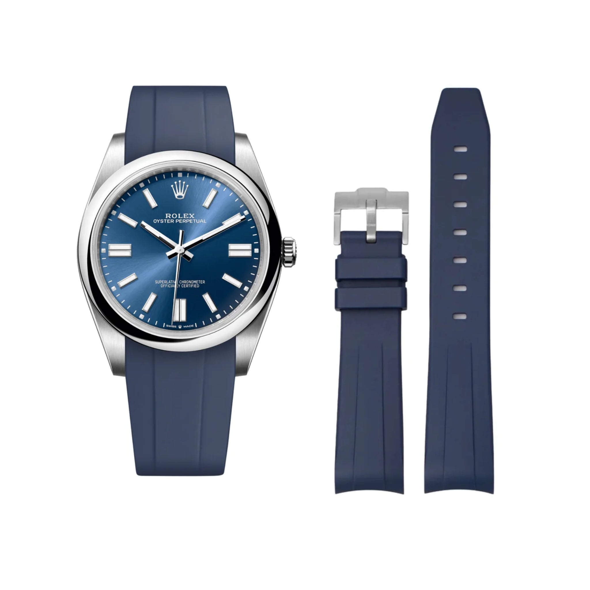 Kautschukarmband für Rolex Oyster Perpetual 41mm – Dunkel Blau - Helvetus DE