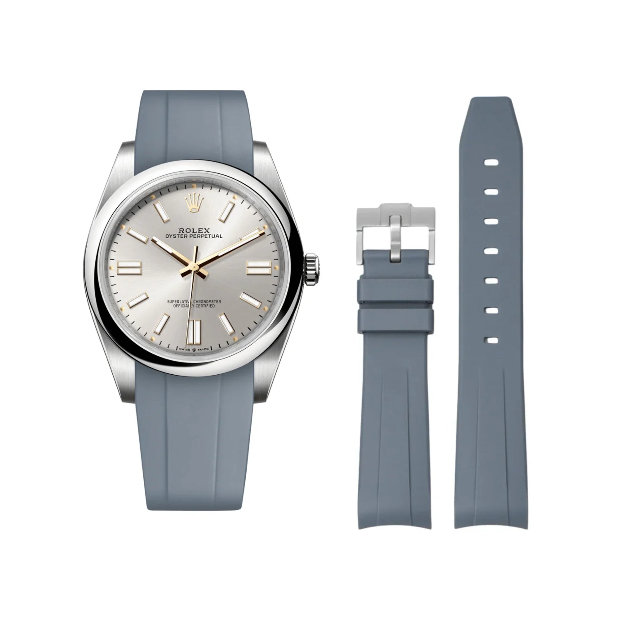 Kautschukarmband für Rolex Oyster Perpetual 41mm – Grau - Helvetus DE