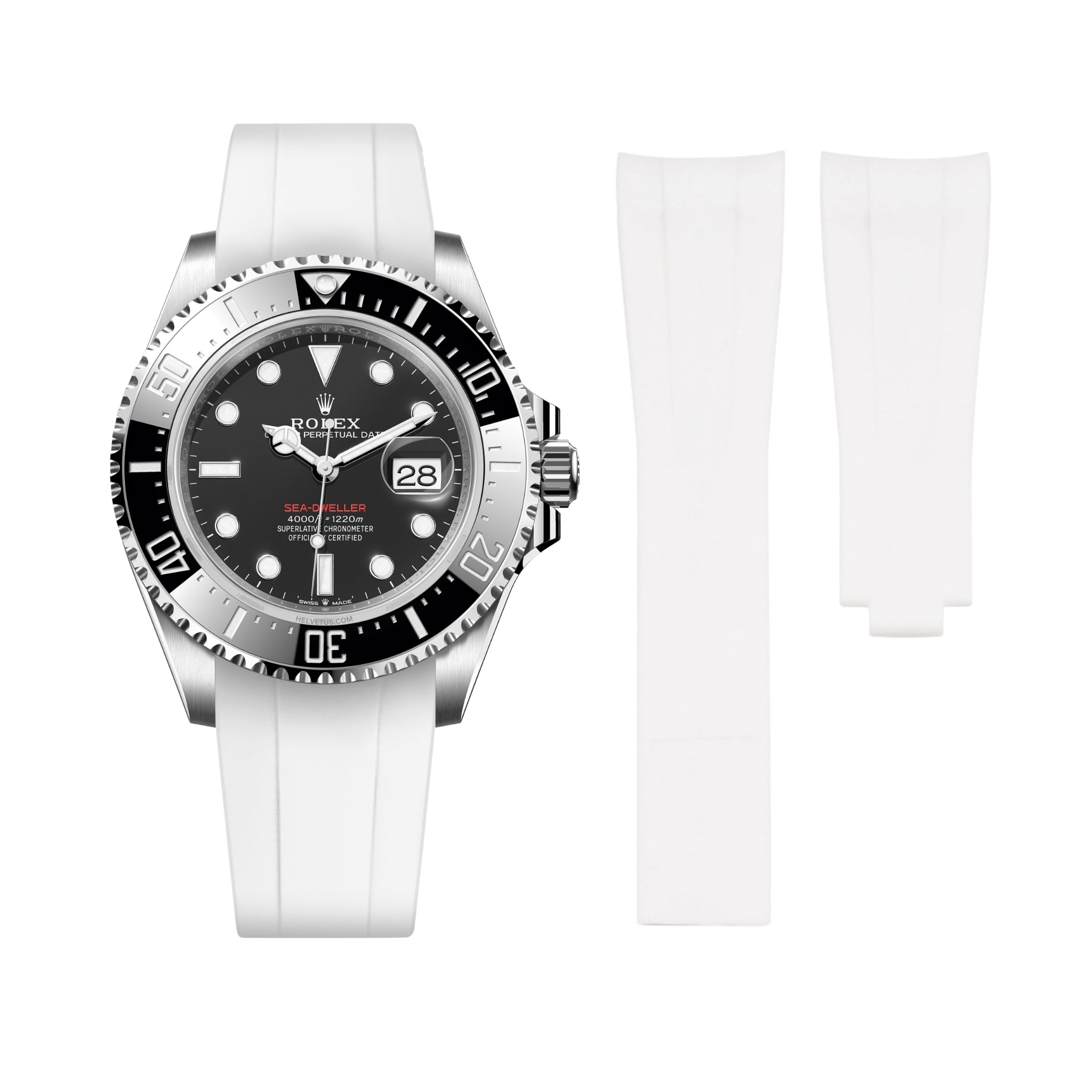 Kautschukarmband für Rolex Sea - Dweller – Weiss - Helvetus DE